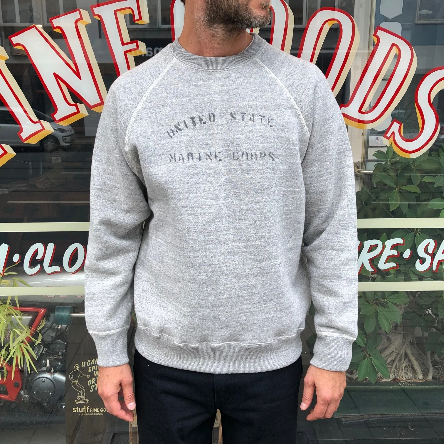 orslow | u.s.m.c. print loopwheel crew neck sweat shirt - Image 2