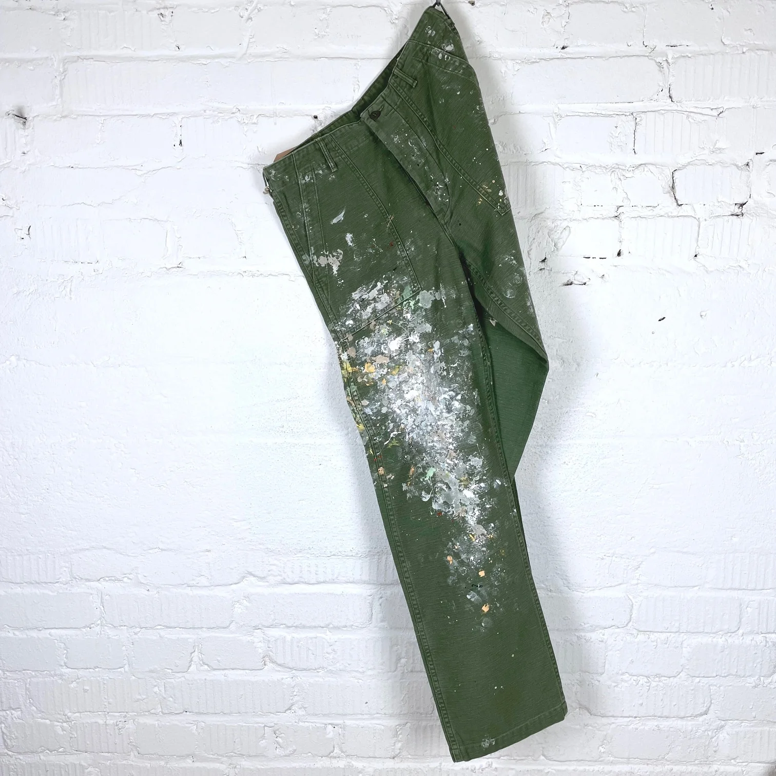 orslow | us army fatigue pants regular green used w- paint - Image 2