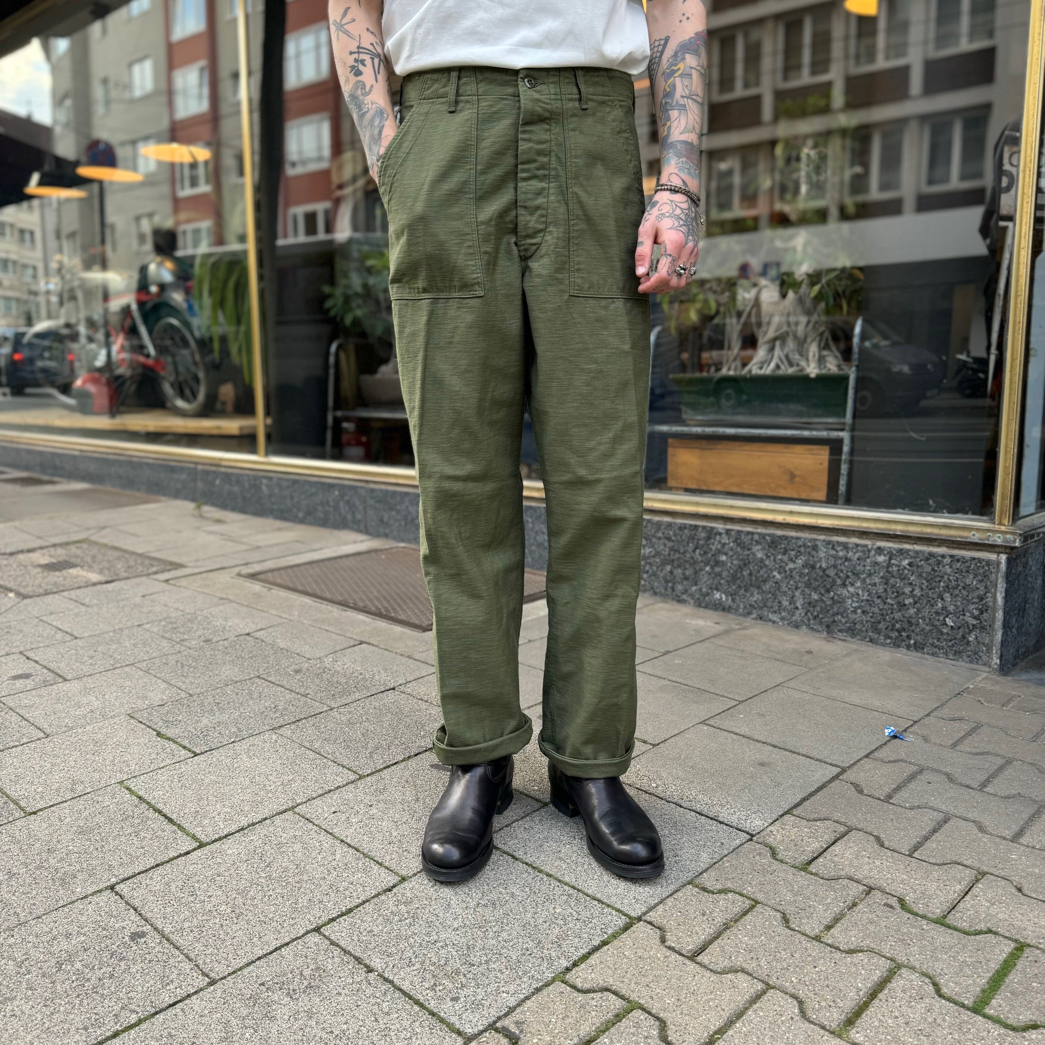 orslow | vintage fit fatigue pants dark olive - Image 2
