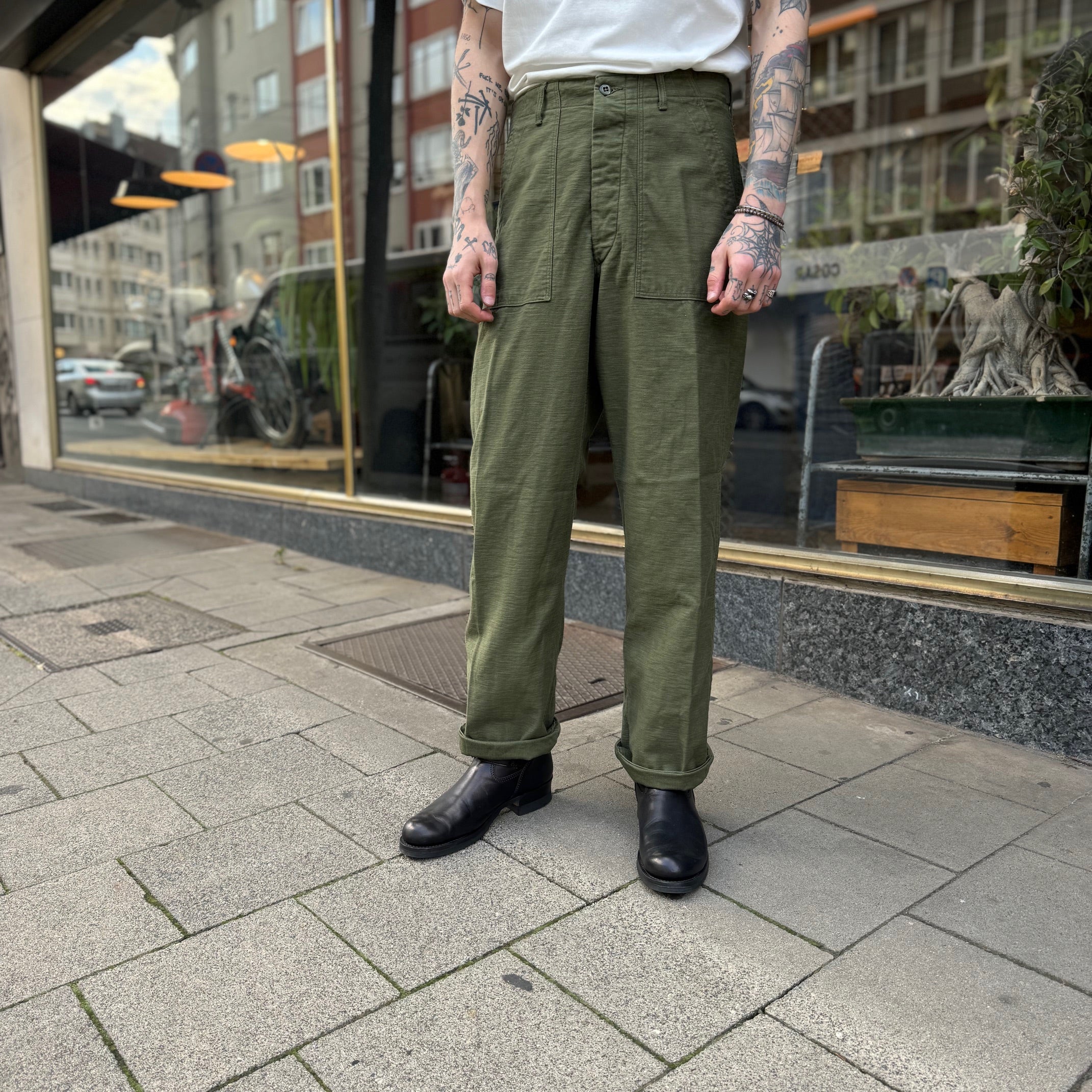 orslow | vintage fit fatigue pants dark olive - Image 3