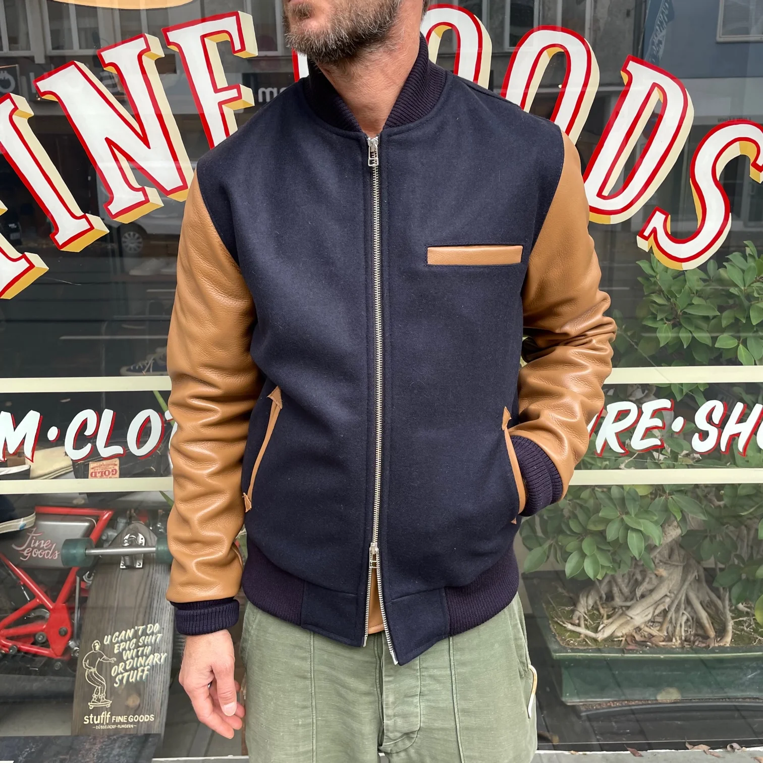 outclass | bomber jacket - navy-beige - Image 6