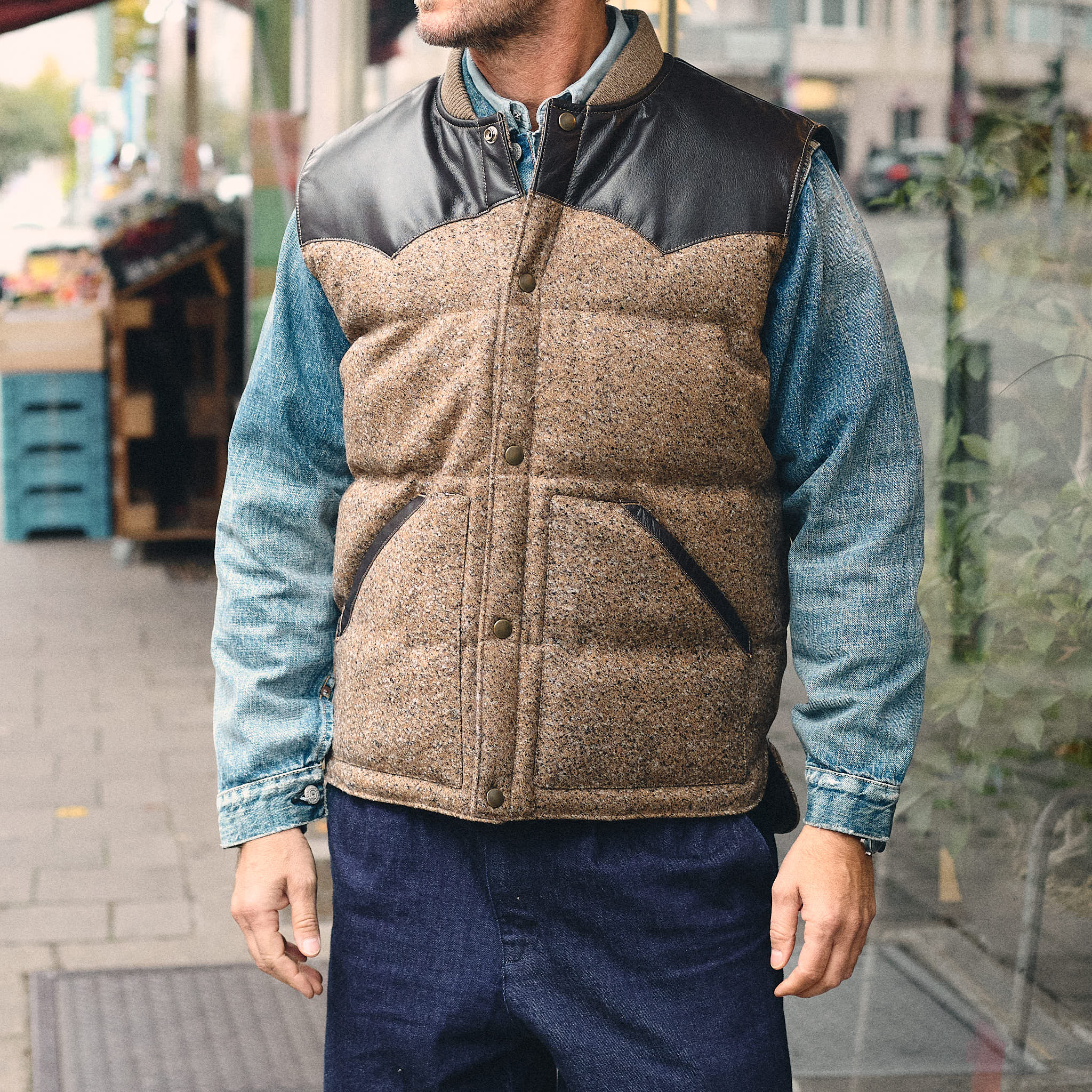 outclass | marl wool down vest - brown - Image 3