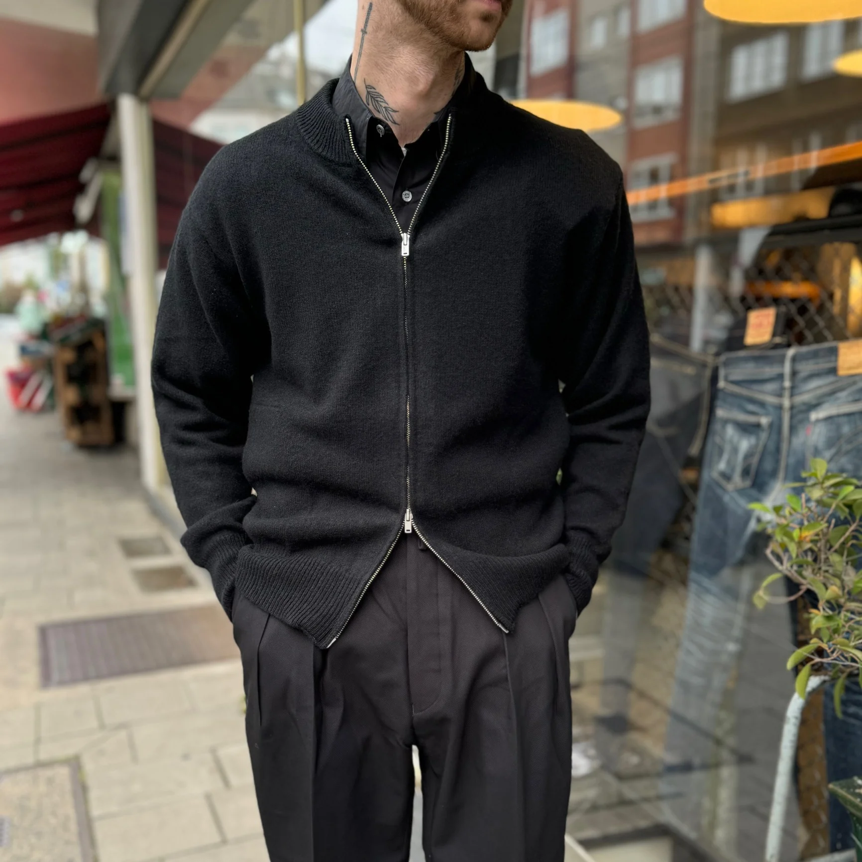 phigvel makers co. x lady white co. | cashmere bottleneck cardigan - black - Image 2
