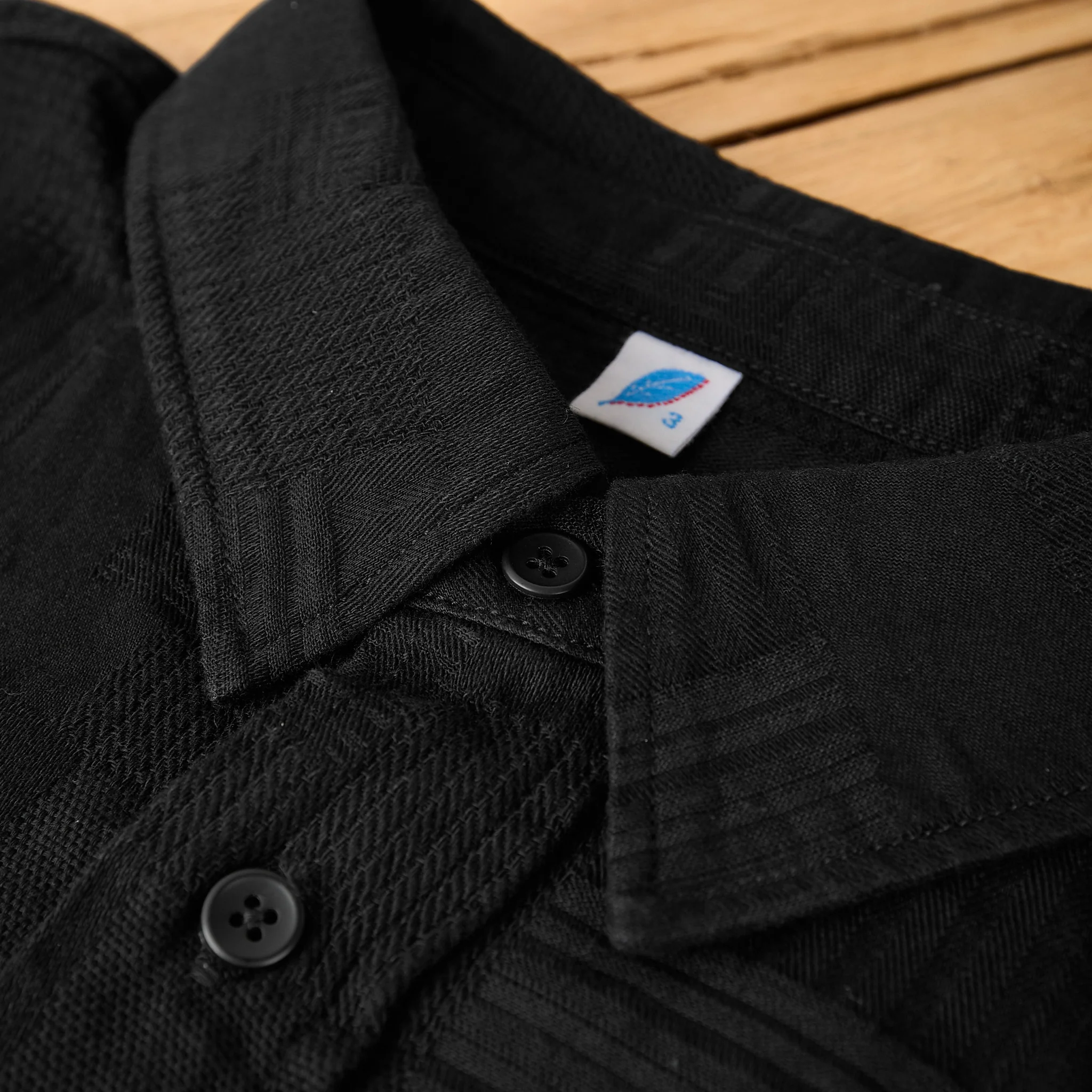 pure blue japan | 2239-bk boro jcquard patchwork shirt - double black - Image 2