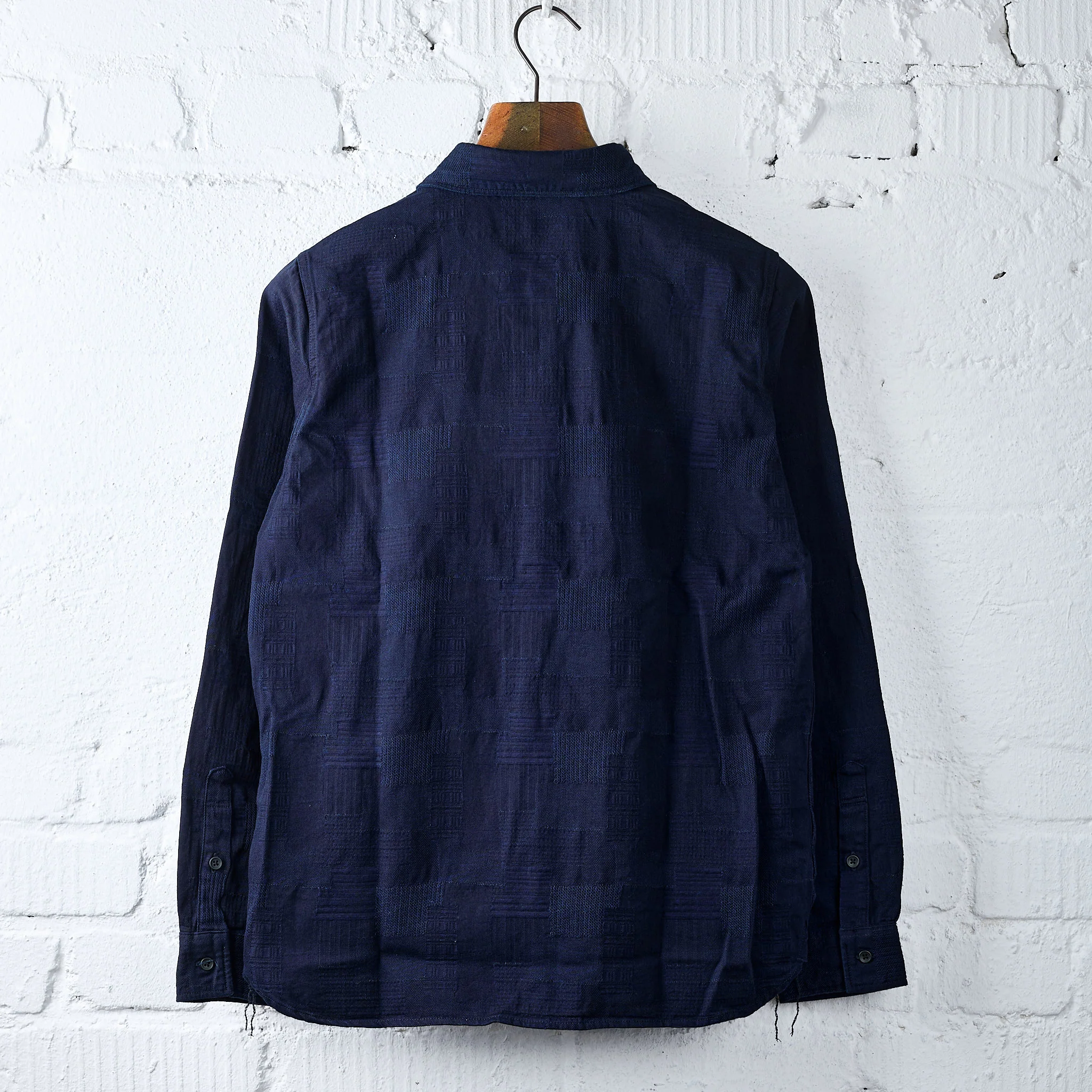 pure blue japan | 2239-id boro jacquard patchwork shirt - indigo - Image 3