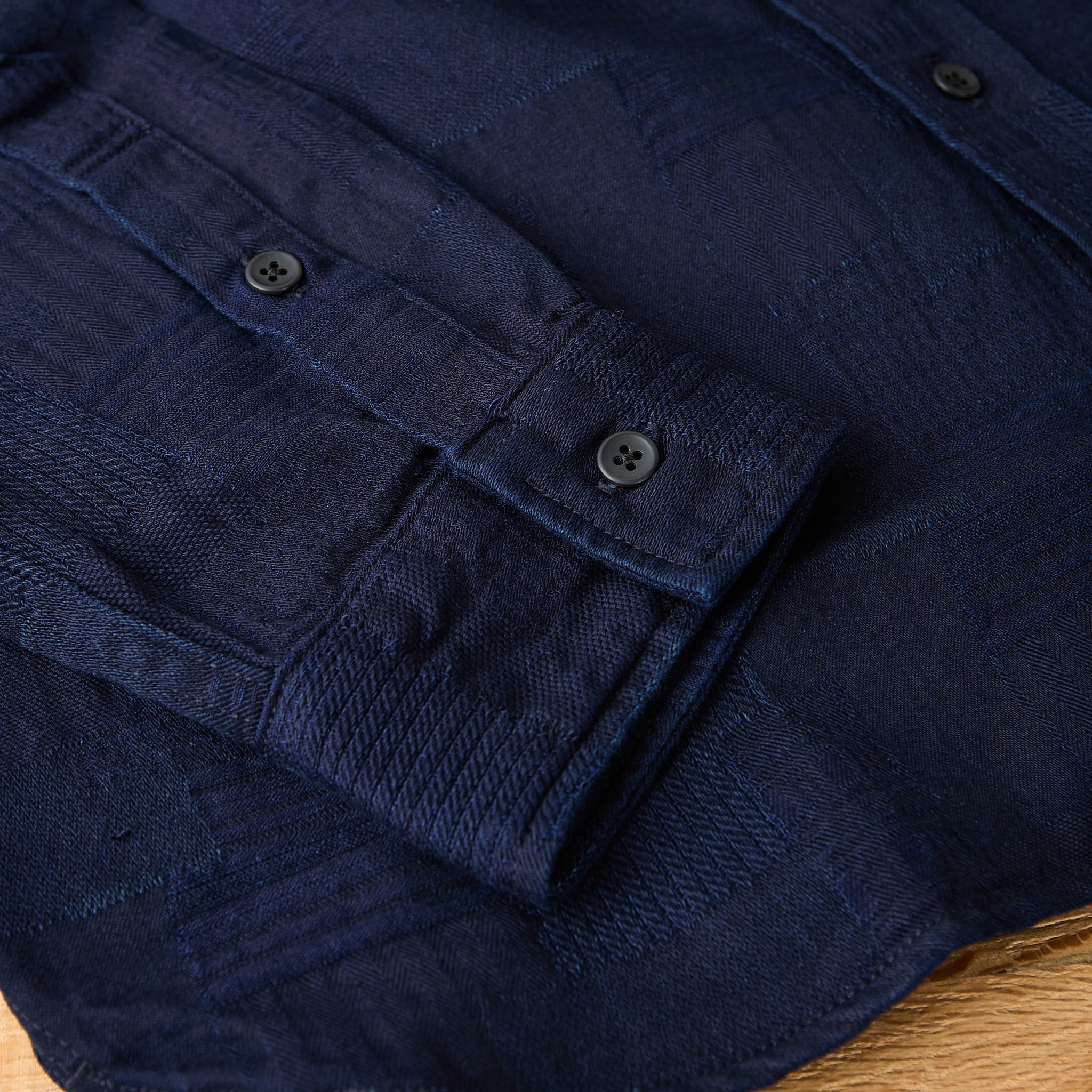 pure blue japan | 2239-id boro jacquard patchwork shirt - indigo - Image 4