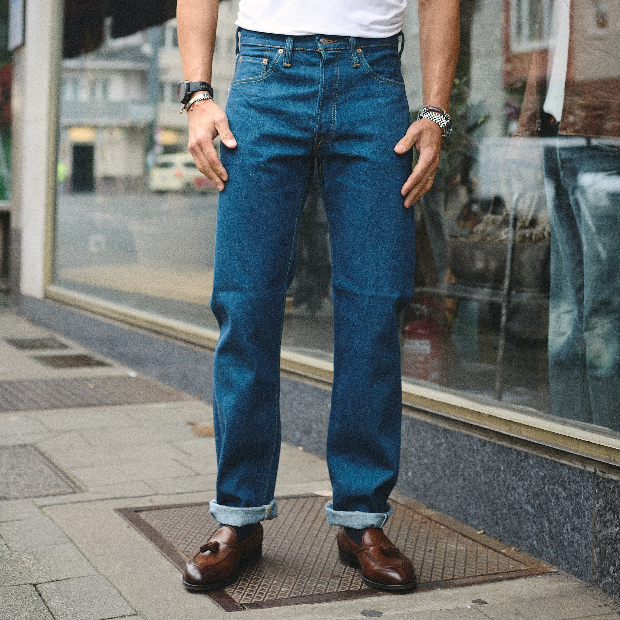 pure blue japan | gre-003 14oz green cast regular straight jean - Image 2