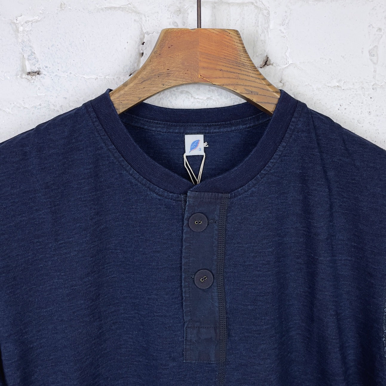 pure blue japan | ss-5397-d indigo s-s henley neck t-shirt - deep indigo - Image 2