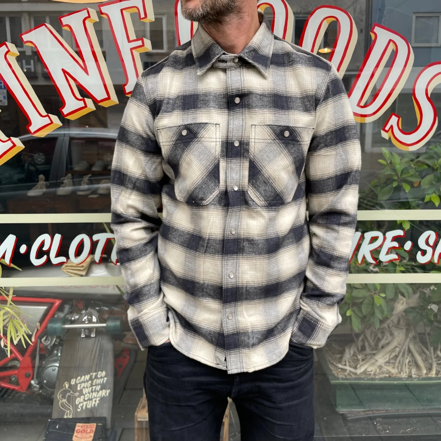 rogue territory | "bm" shirt natural brushed plaid - Image 3