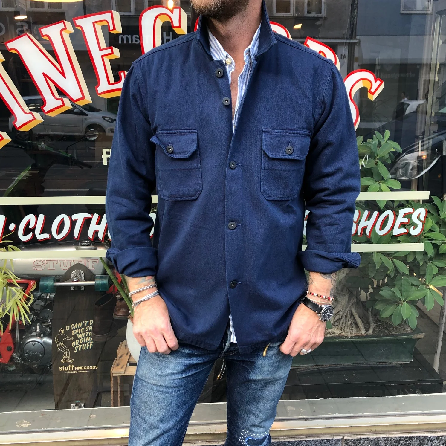 rogue territory | garment dyed infantry shirt faded navy - Image 2