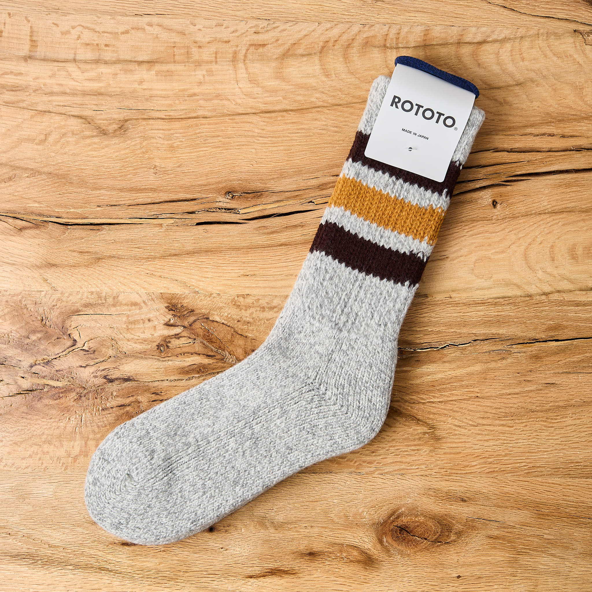 rototo | r1617 old school work boots socks - brown/gold - Image 2