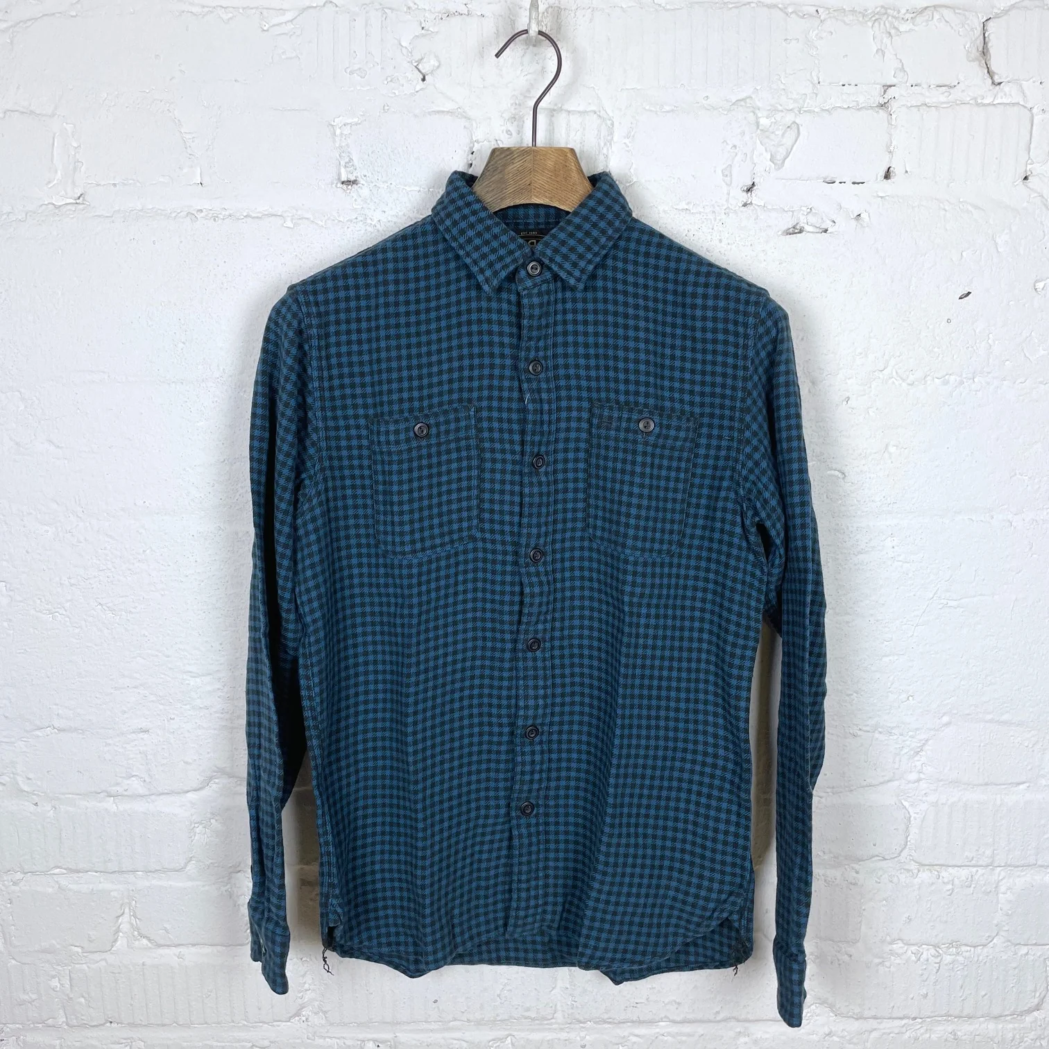 rrl | checked indigo cotton-linen workshirt