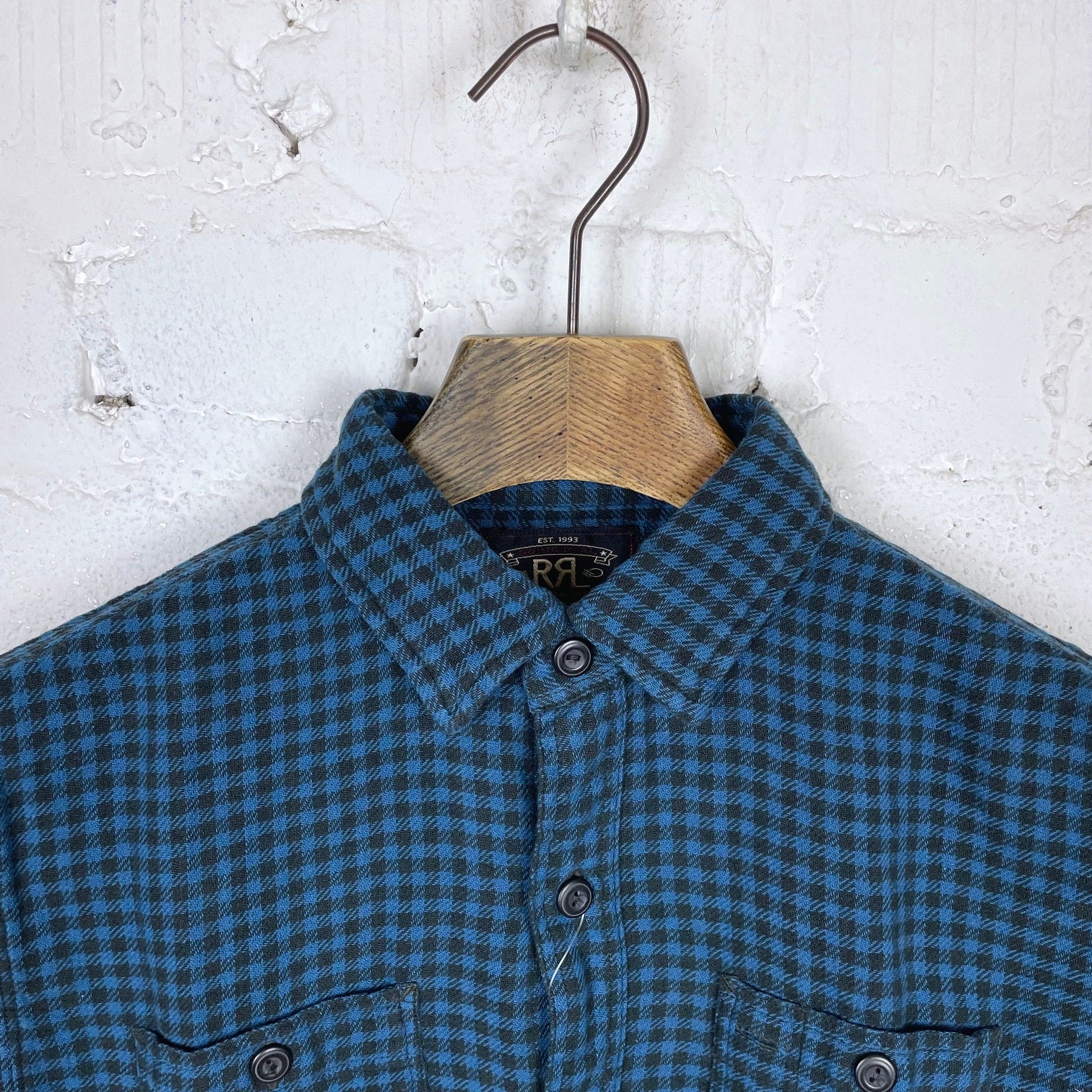 rrl | checked indigo cotton-linen workshirt - Image 4