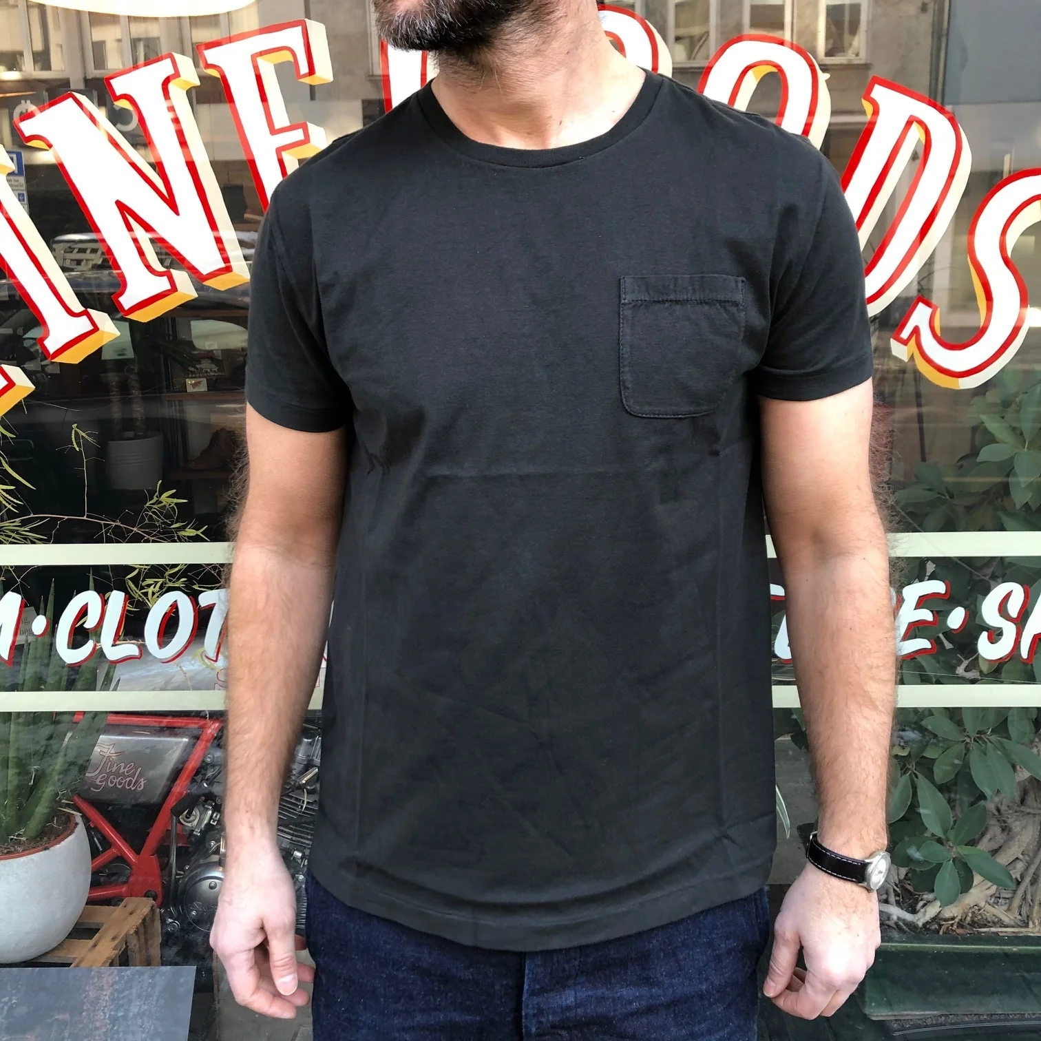rrl | crewneck pocket t-shirt faded black canvas - Image 3