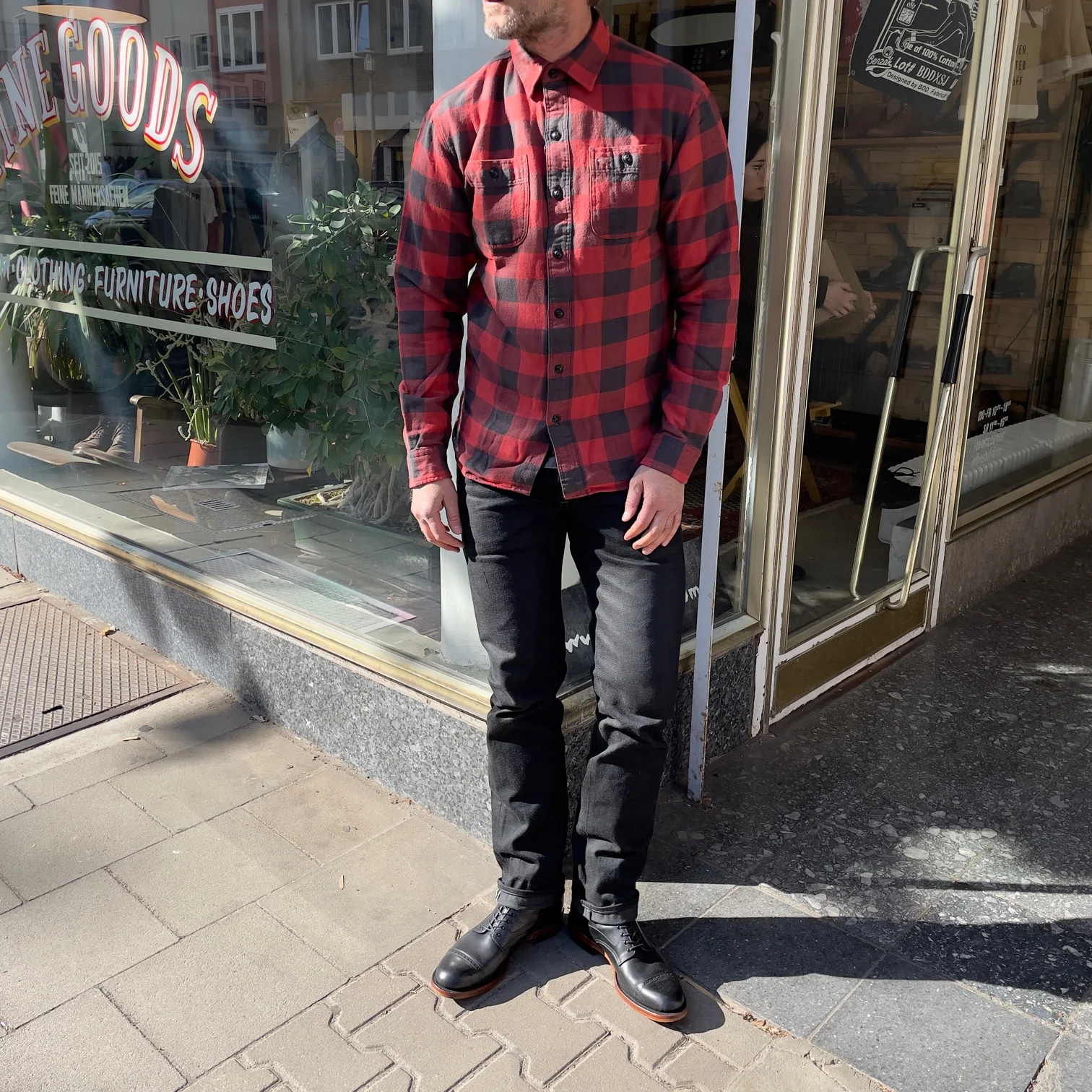 rrl | farrell checked workshirt red-black - Image 2