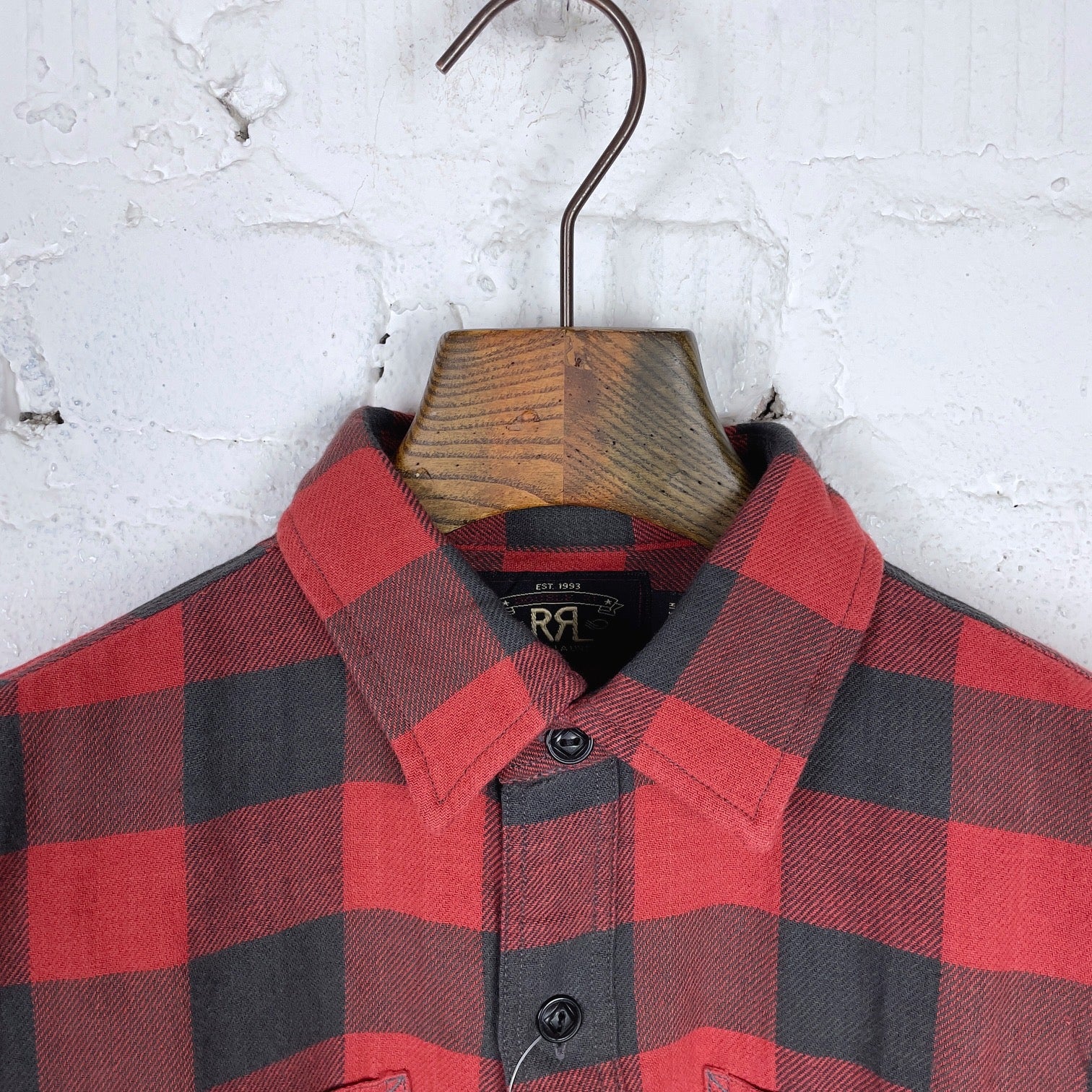 rrl | farrell checked workshirt red-black - Image 5