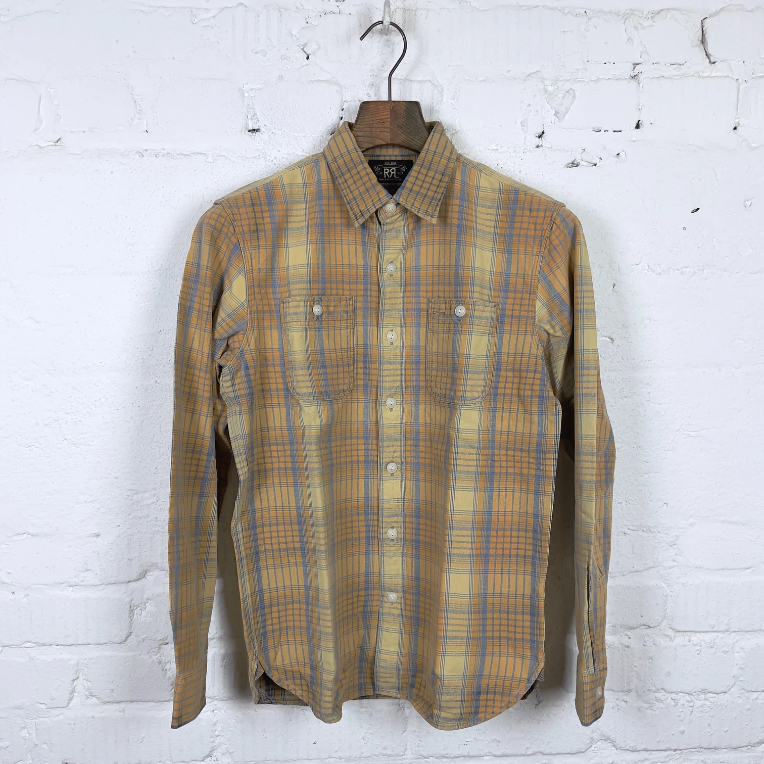 rrl | farrell checked workshirt yellow-multi