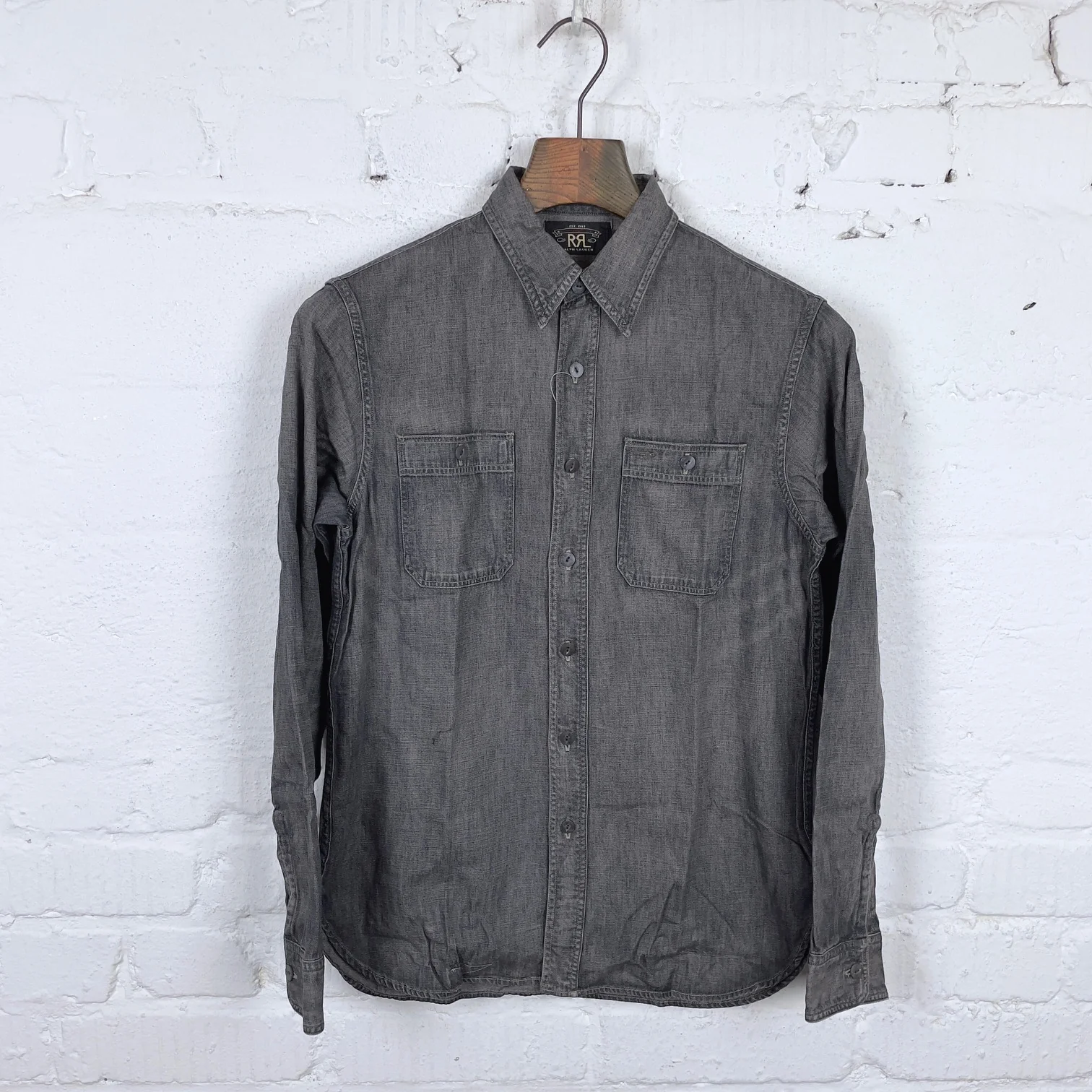 rrl | harvest denim workshirt - black and white