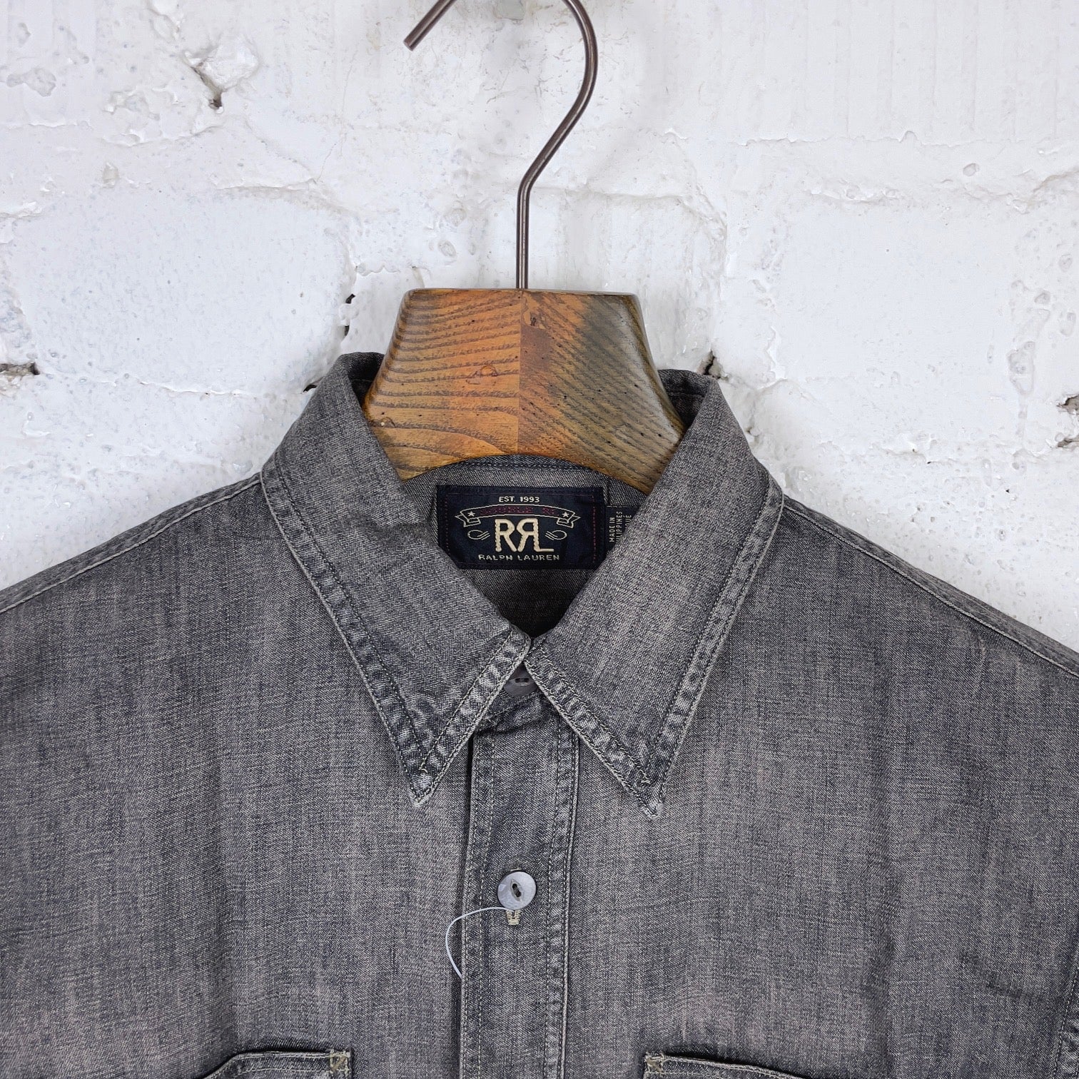 rrl | harvest denim workshirt - black and white - Image 2