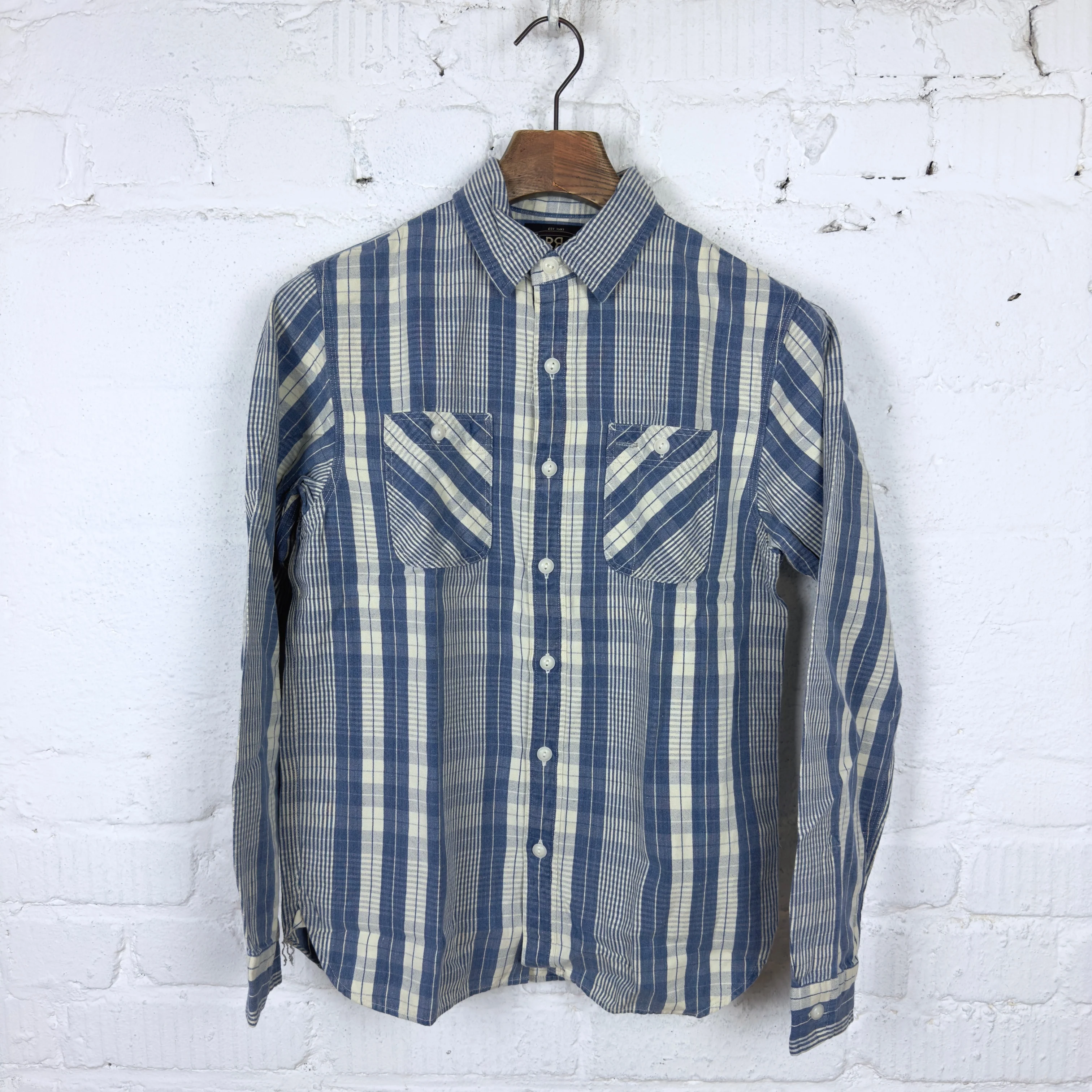 rrl | indigo plaid cotton-linen workshirt
