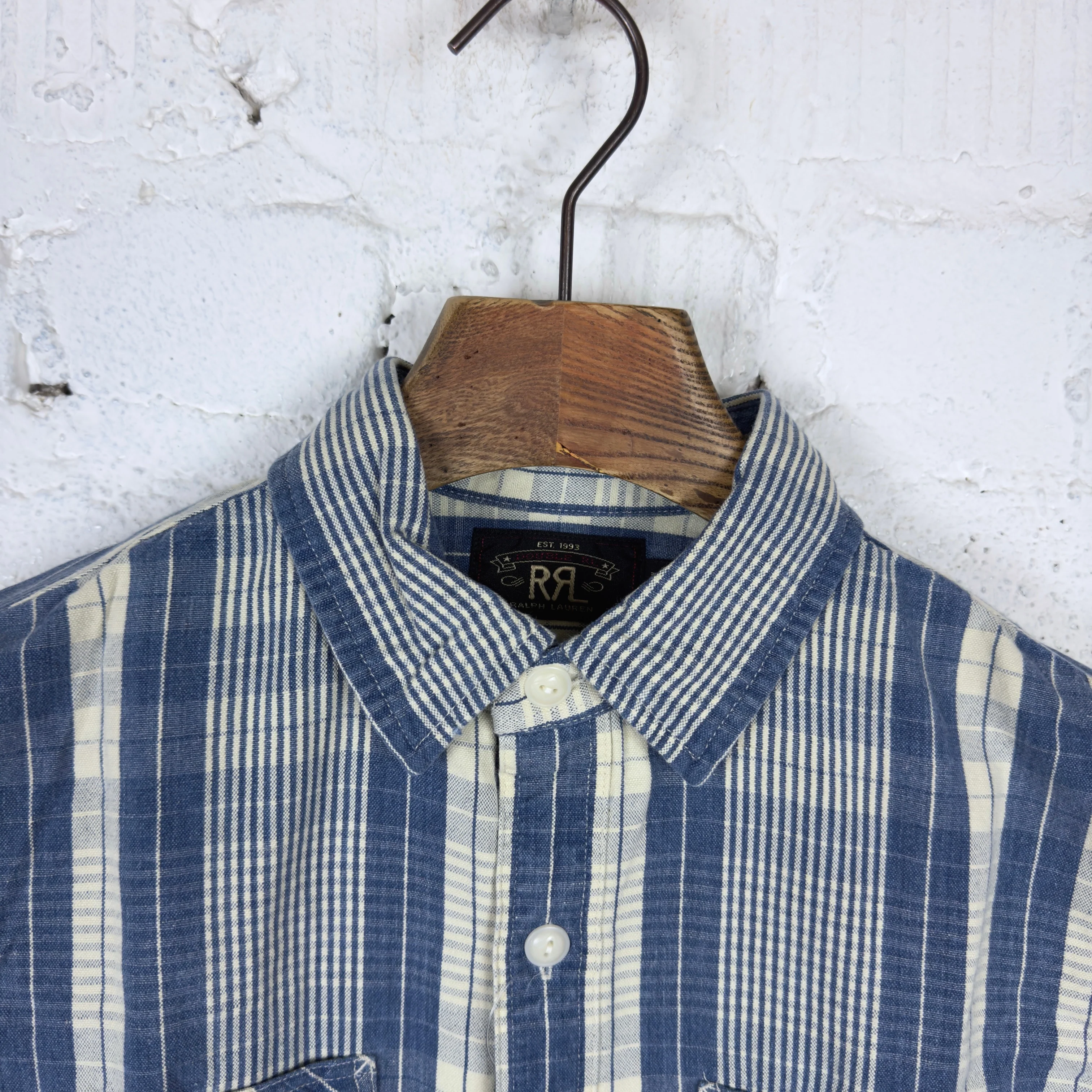 rrl | indigo plaid cotton-linen workshirt - Image 2