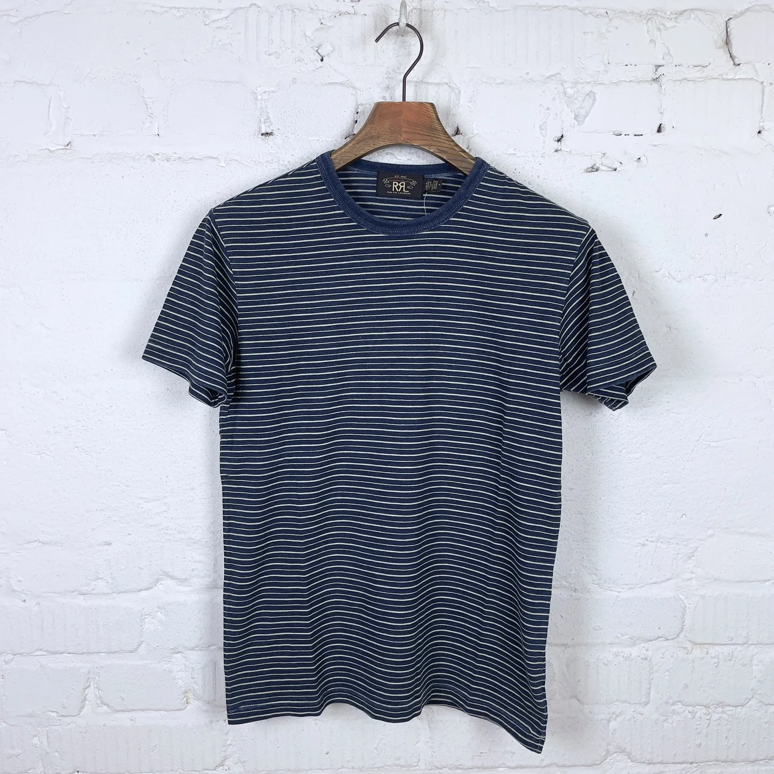 rrl | indigo striped jersey crewneck t-shirt