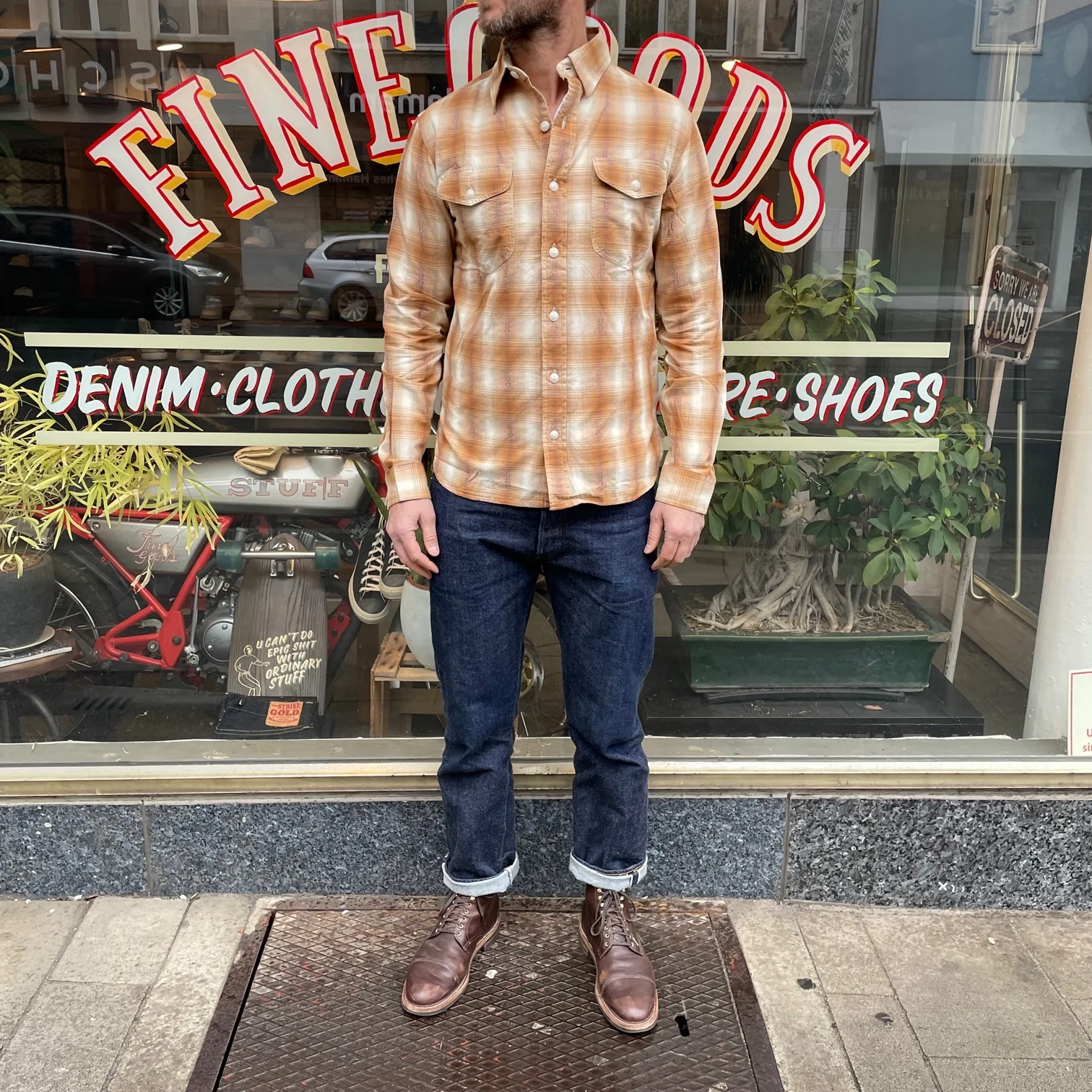 rrl | lee workshirt tan cream - Image 2