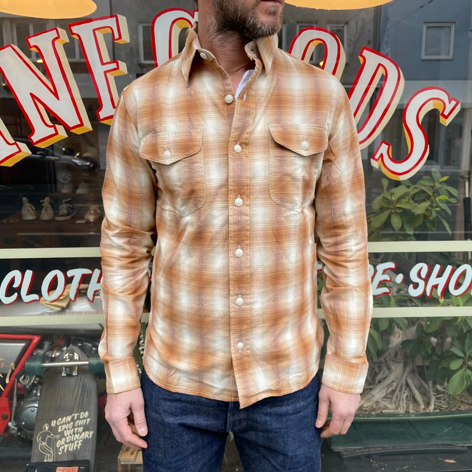 rrl | lee workshirt tan cream - Image 3