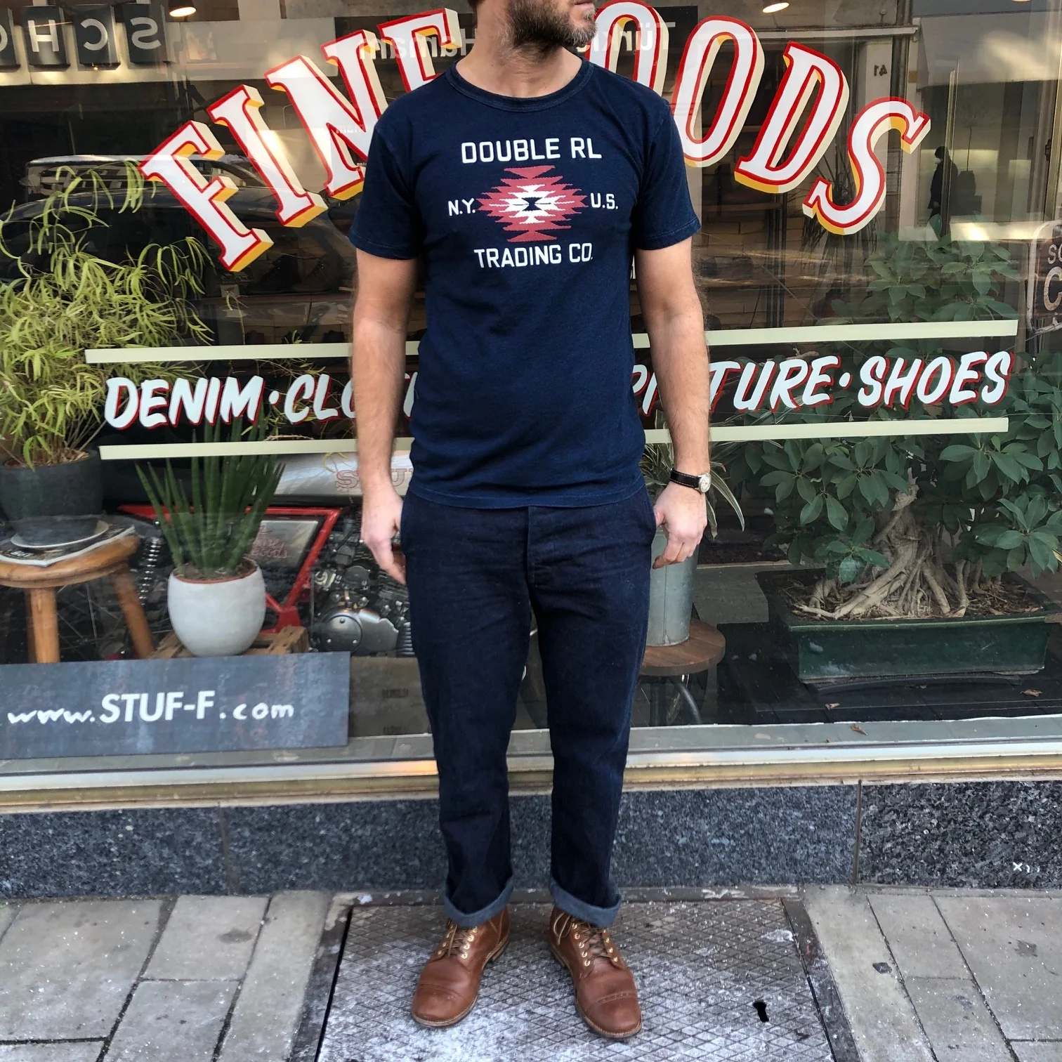 rrl | logo indigo jersey tee - Image 2