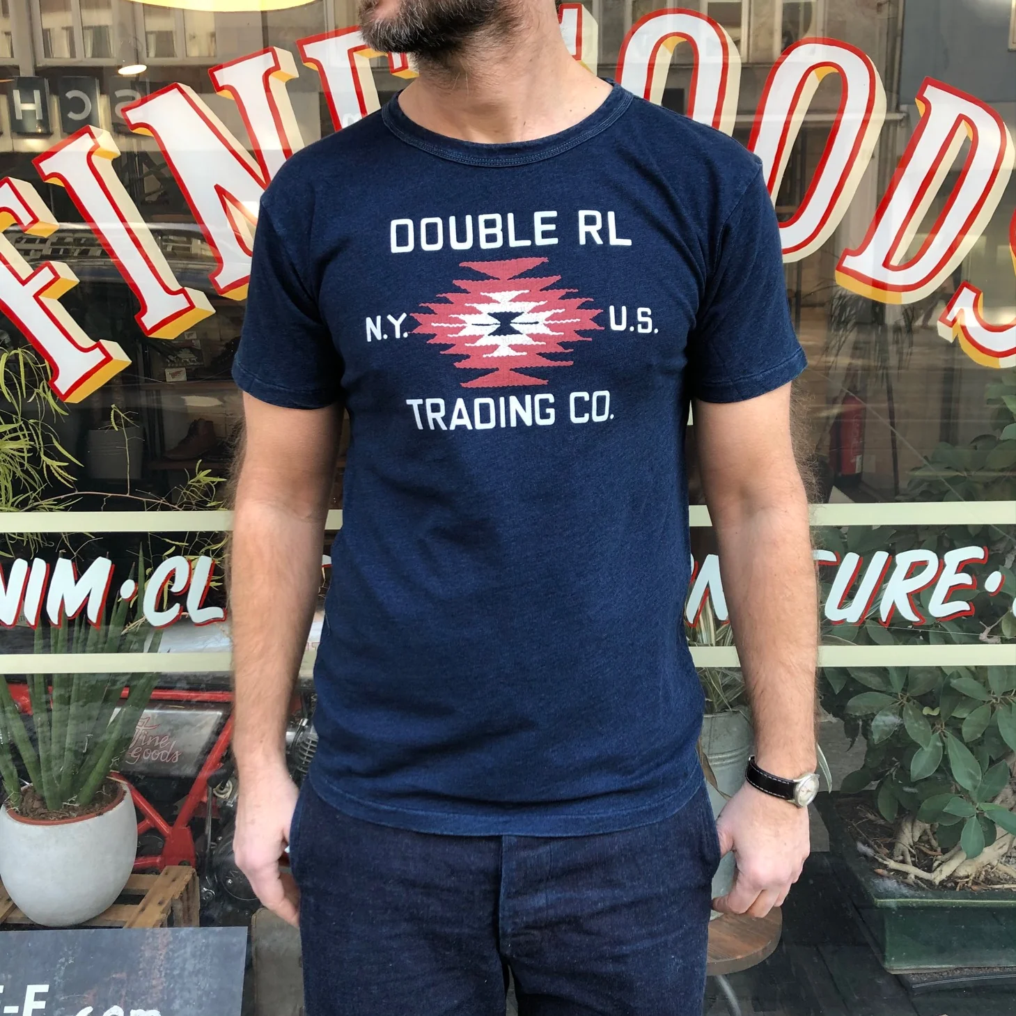 rrl | logo indigo jersey tee - Image 3