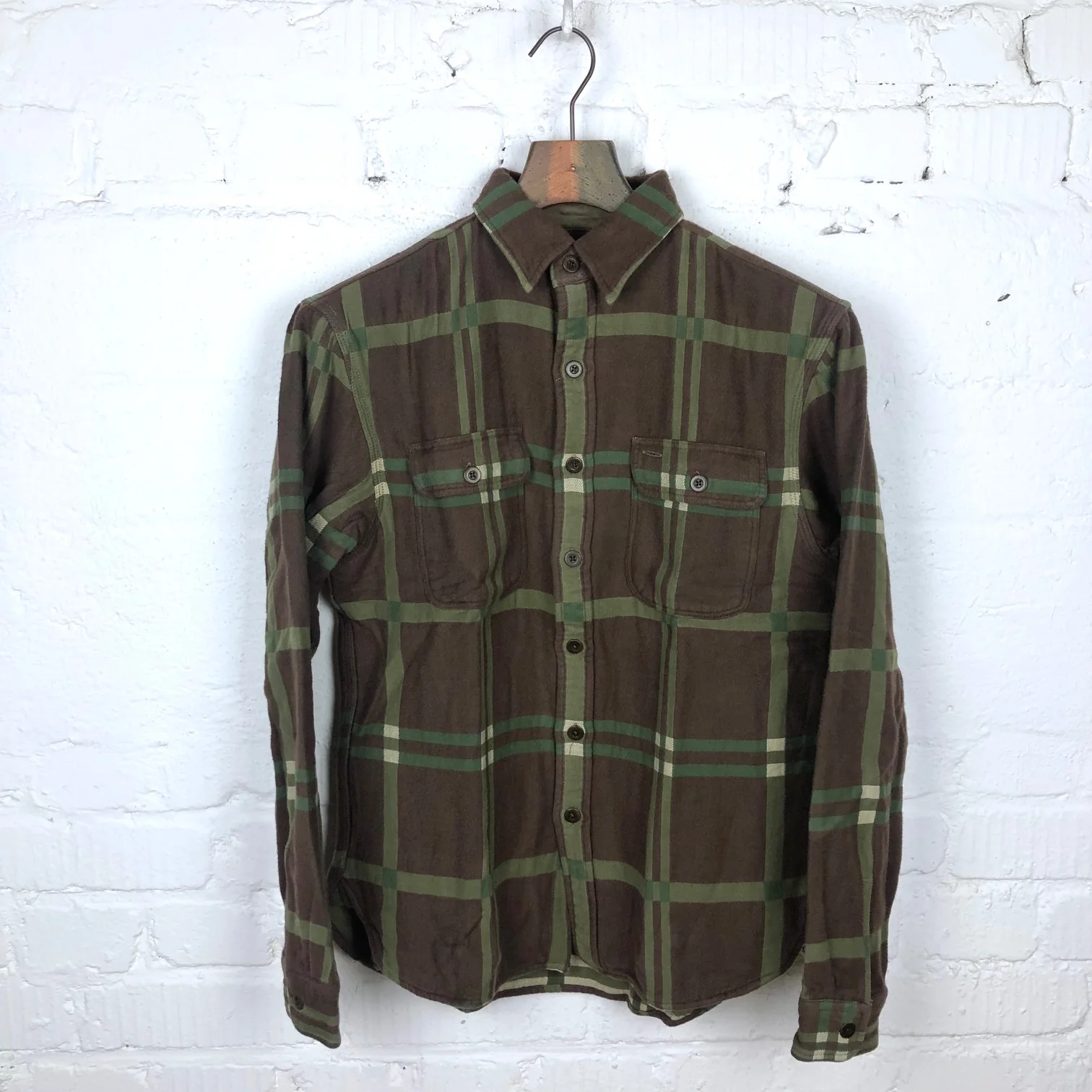 rrl | plaid jacquard workshirt brown