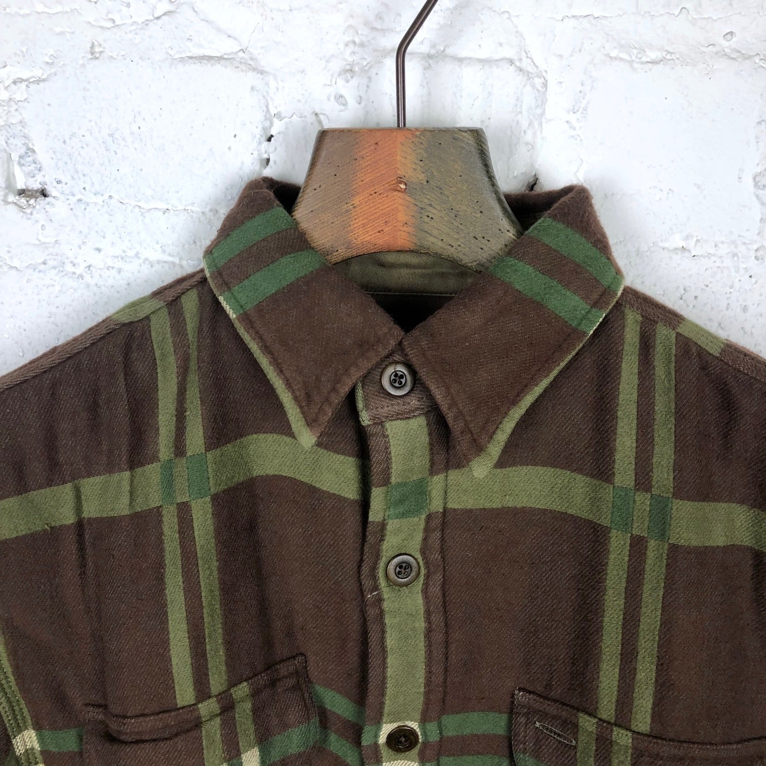 rrl | plaid jacquard workshirt brown - Image 4