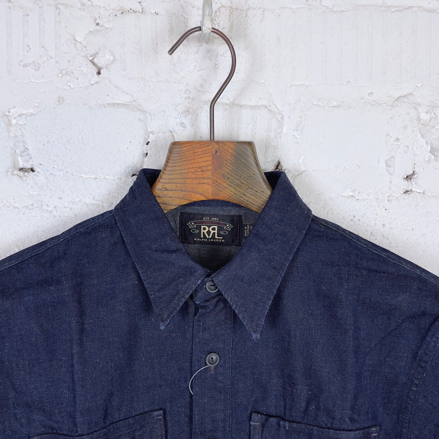rrl | preston indigo cotton-linen denim workshirt - Image 2