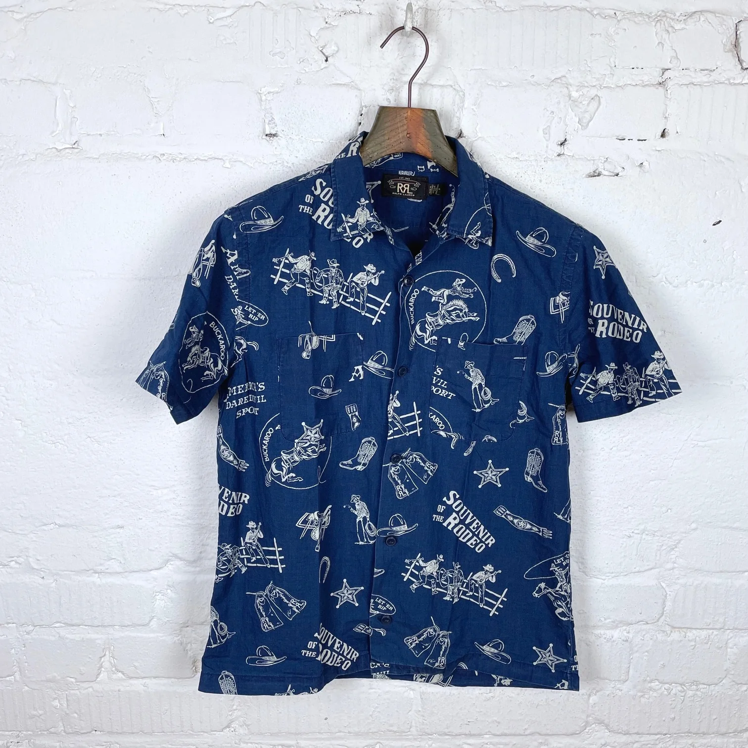 rrl | rodeo-print indigo camp shirt