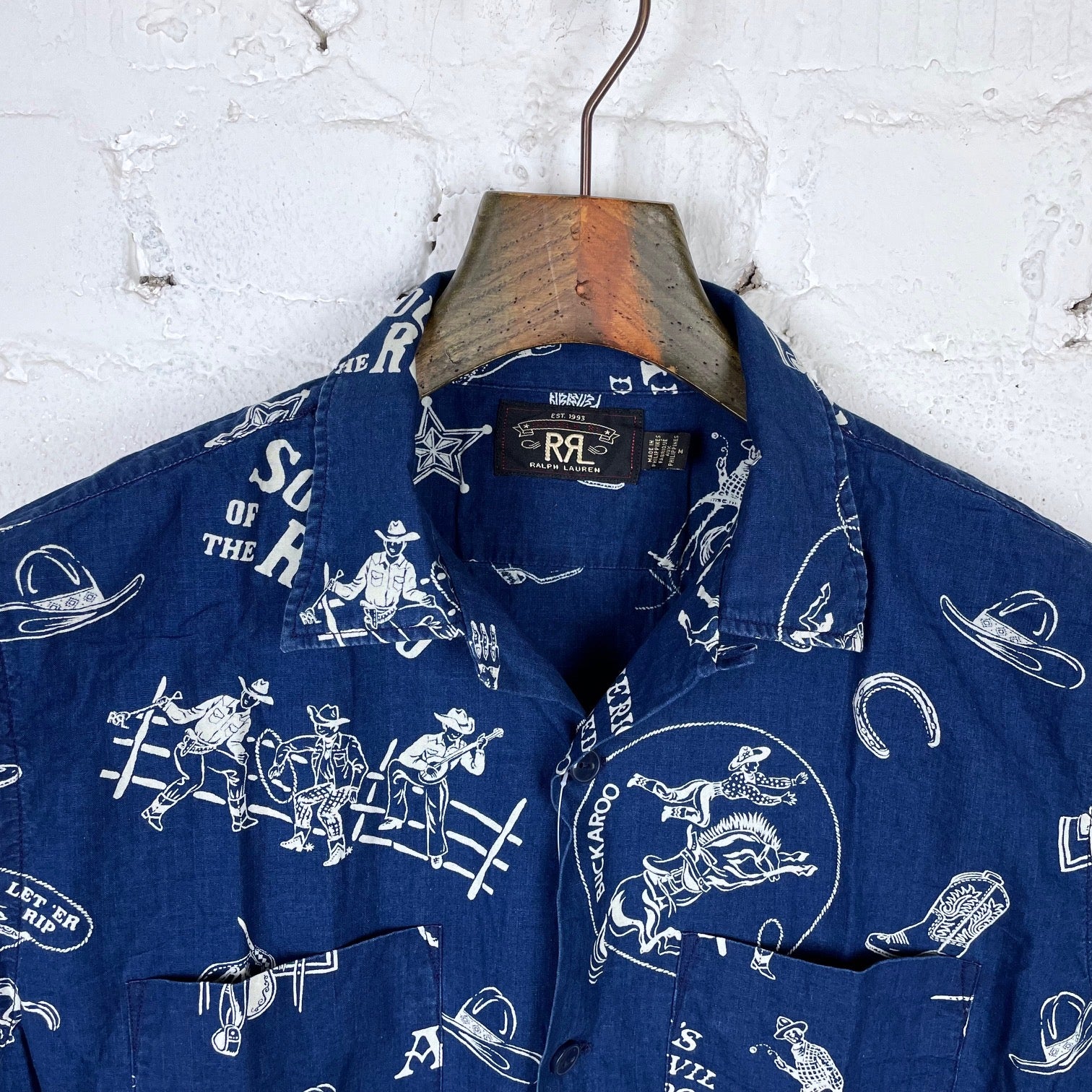 rrl | rodeo-print indigo camp shirt - Image 4