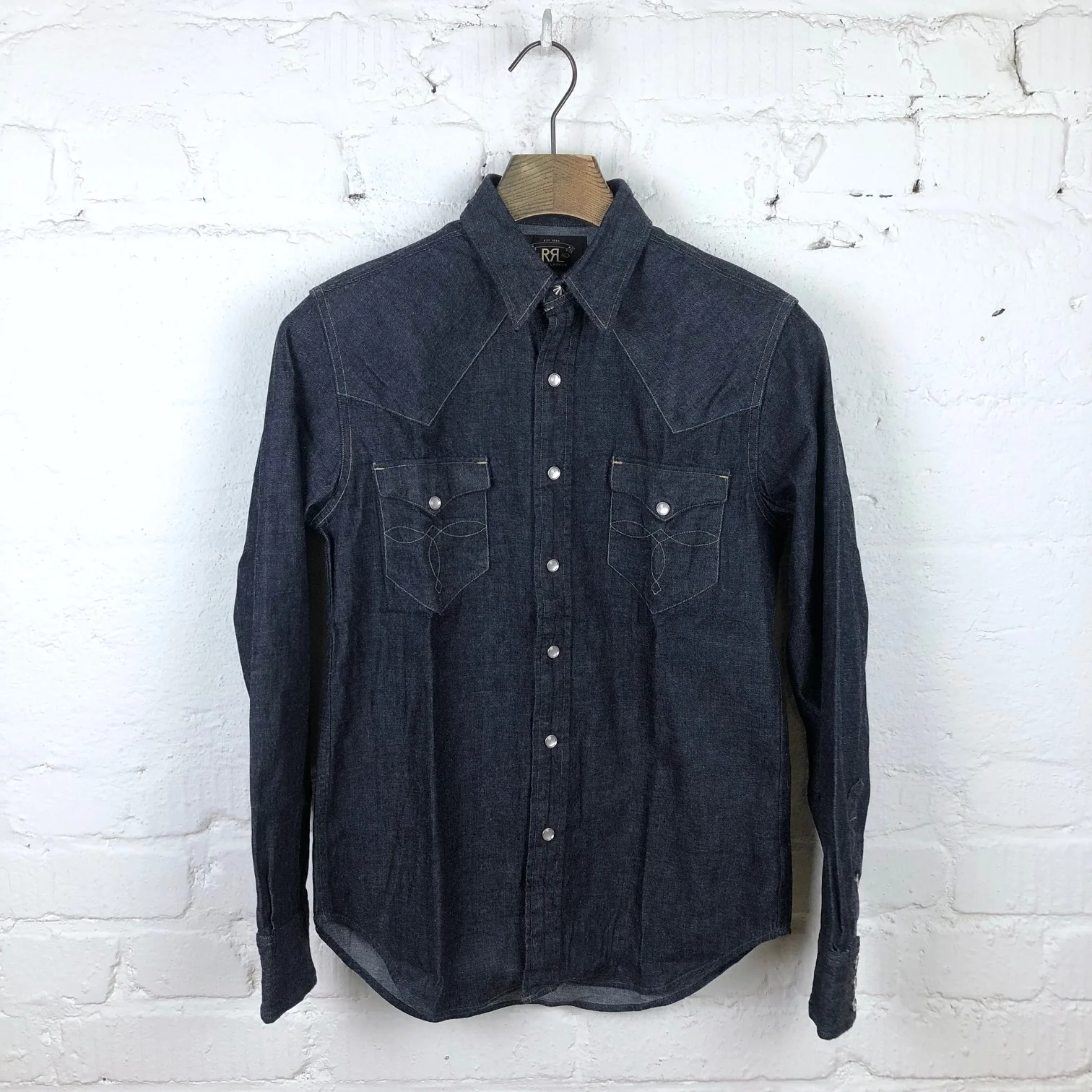 rrl | slim fit denim western shirt - rinsed