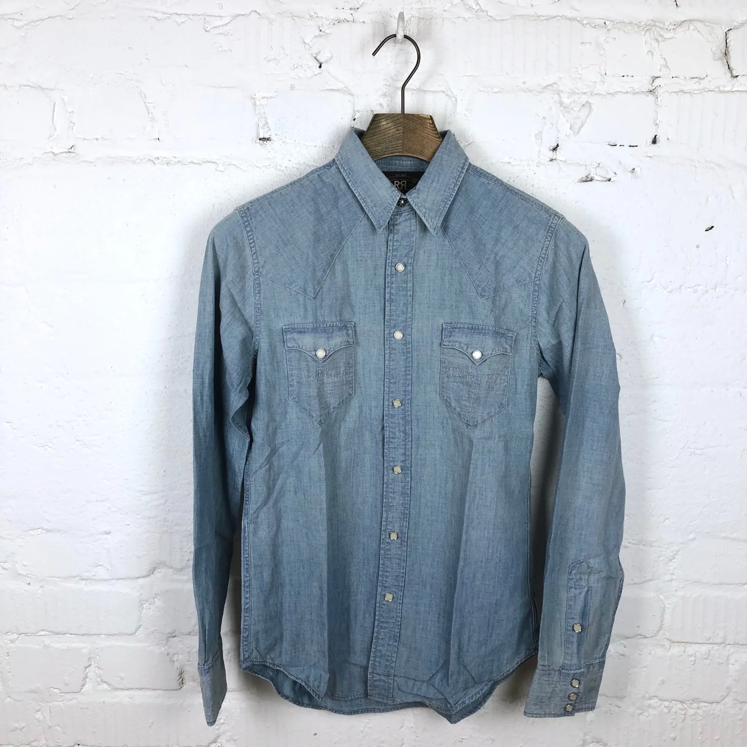 rrl | slim fit western shirt - chambray