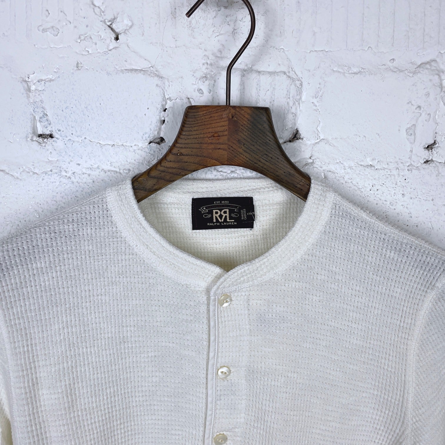 rrl | waffle knit l-s henley paper white - Image 3