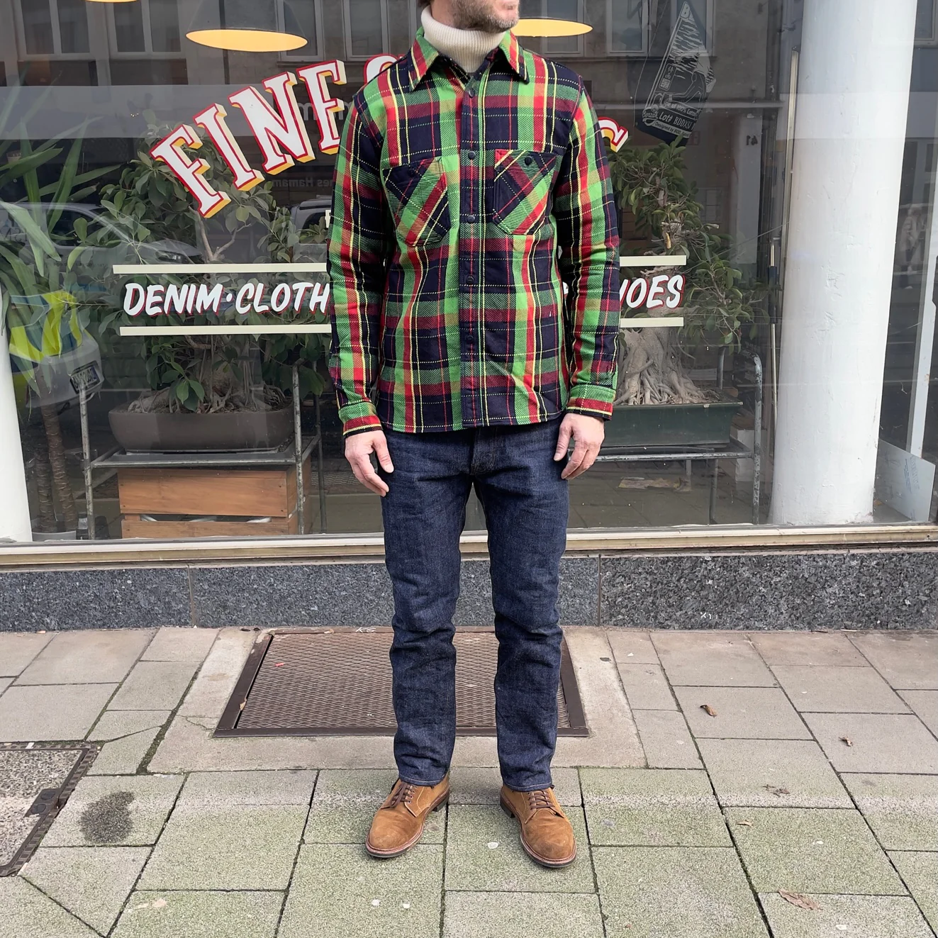 samurai | sin23-01w indigo rope dyed flannel shirt - green - Image 2