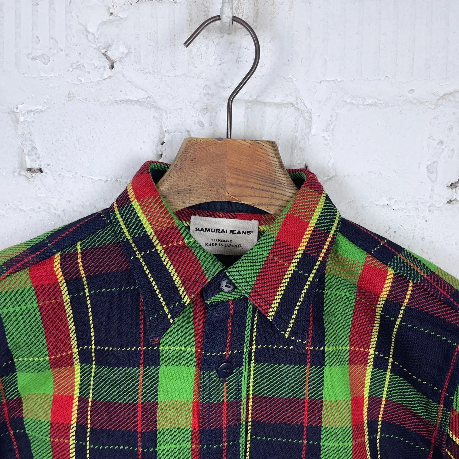 samurai | sin23-01w indigo rope dyed flannel shirt - green - Image 3