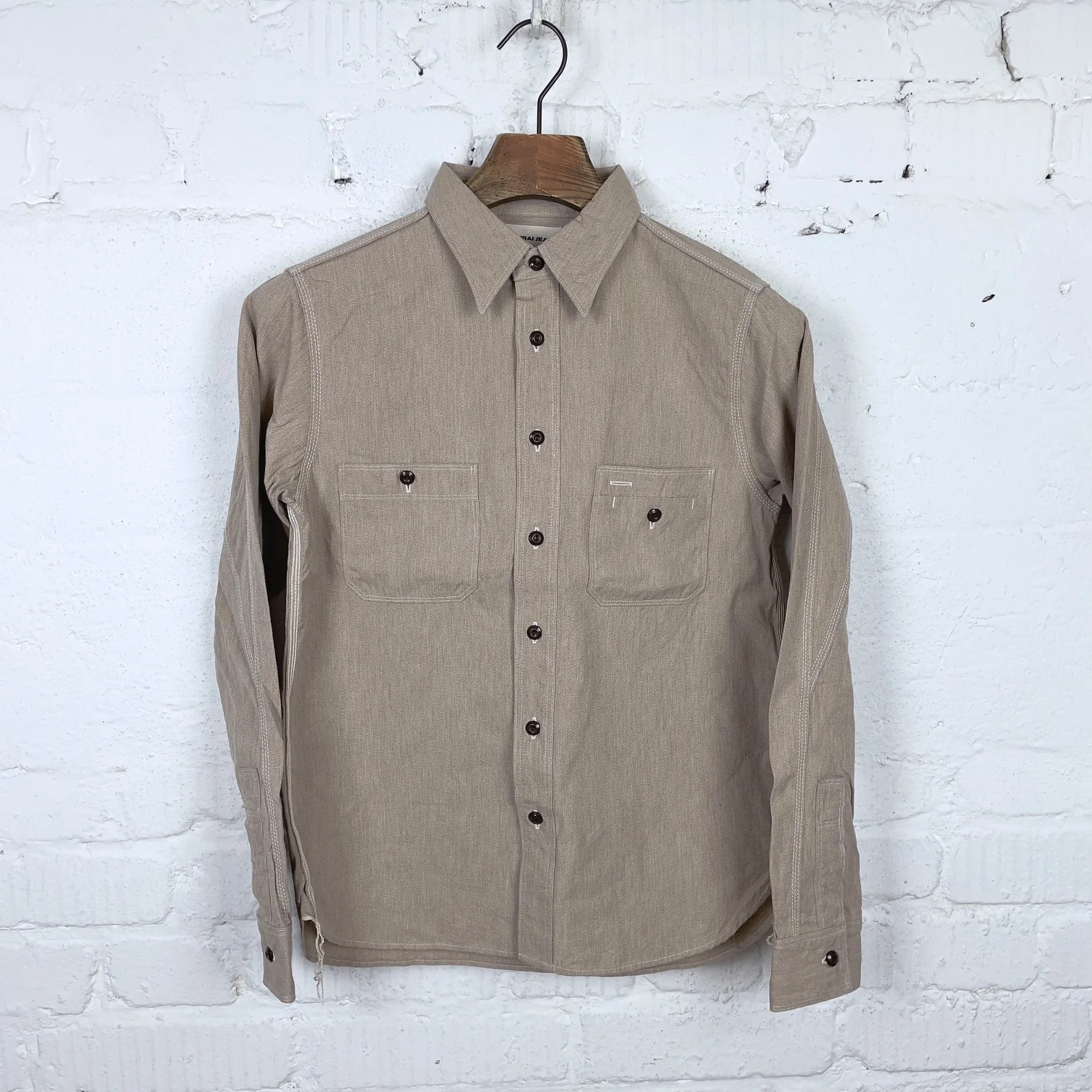 samurai | sjcbs23 selvedge chambray shirt - beige