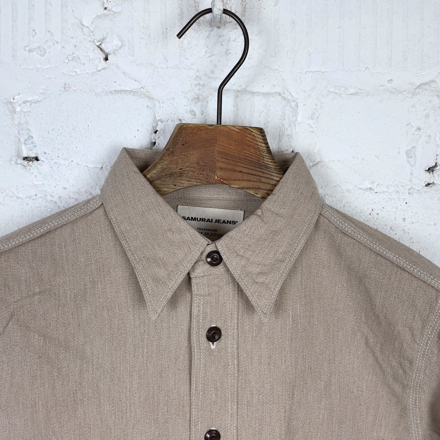 samurai | sjcbs23 selvedge chambray shirt - beige - Image 4