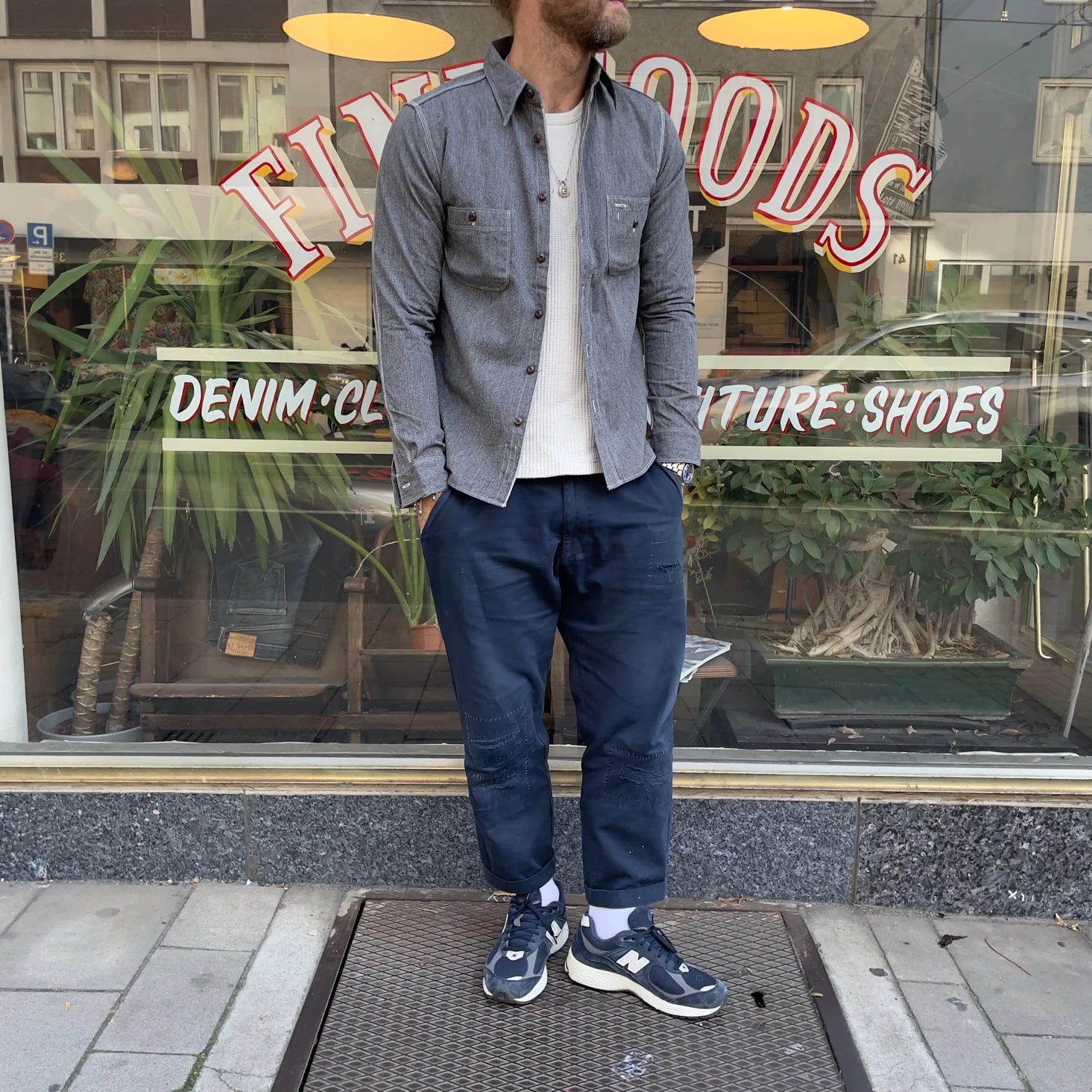 samurai | sjcbs23 selvedge chambray shirt - black - Image 3