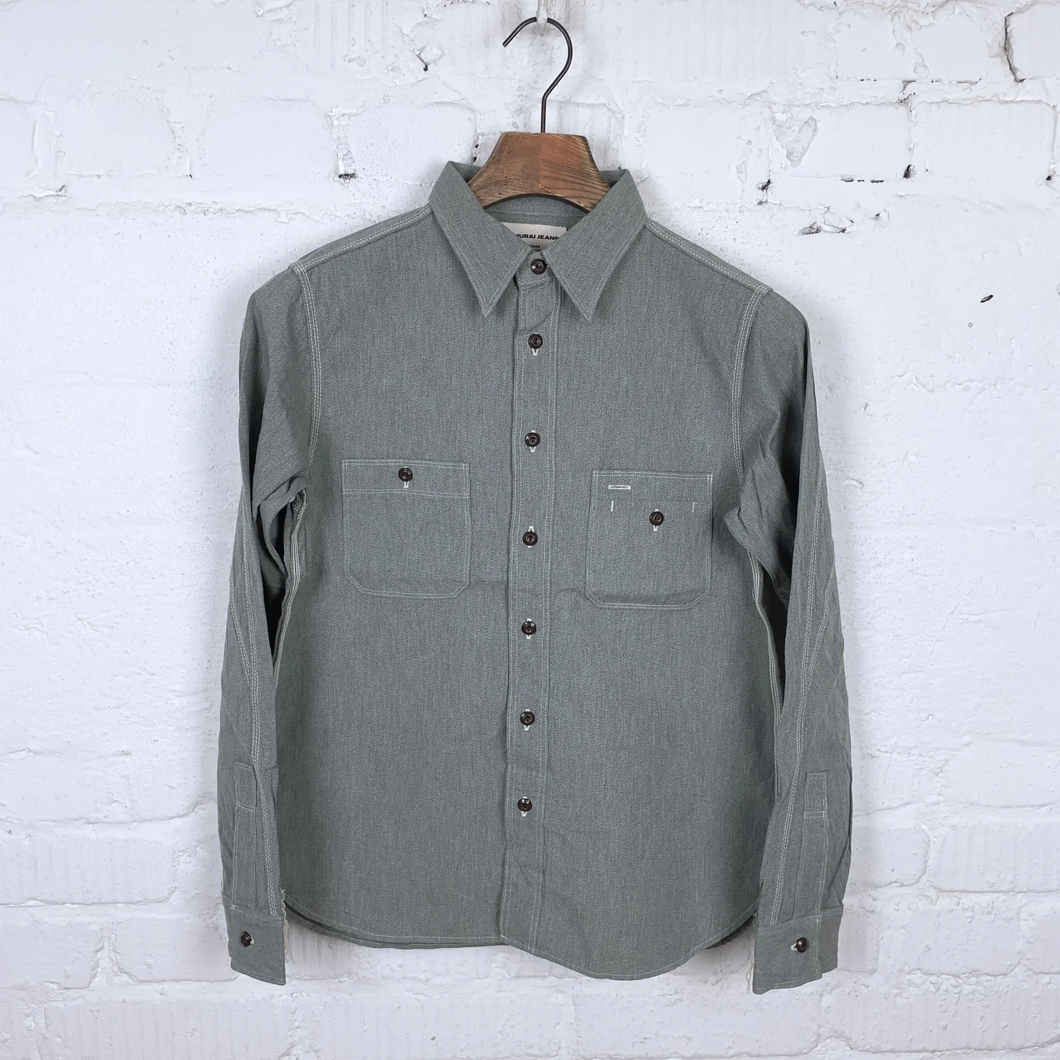 samurai | sjcbs23 selvedge chambray shirt - green