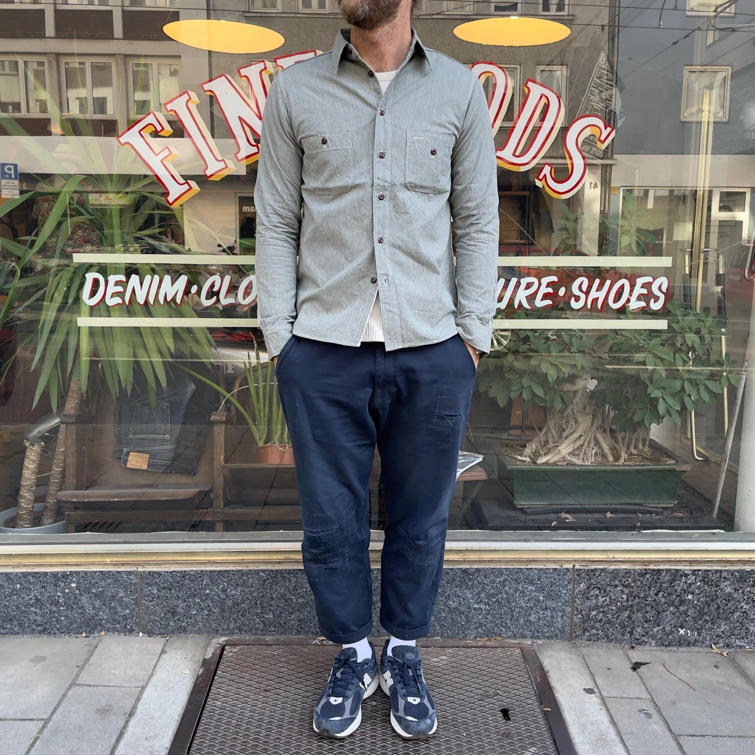 samurai | sjcbs23 selvedge chambray shirt - green - Image 3