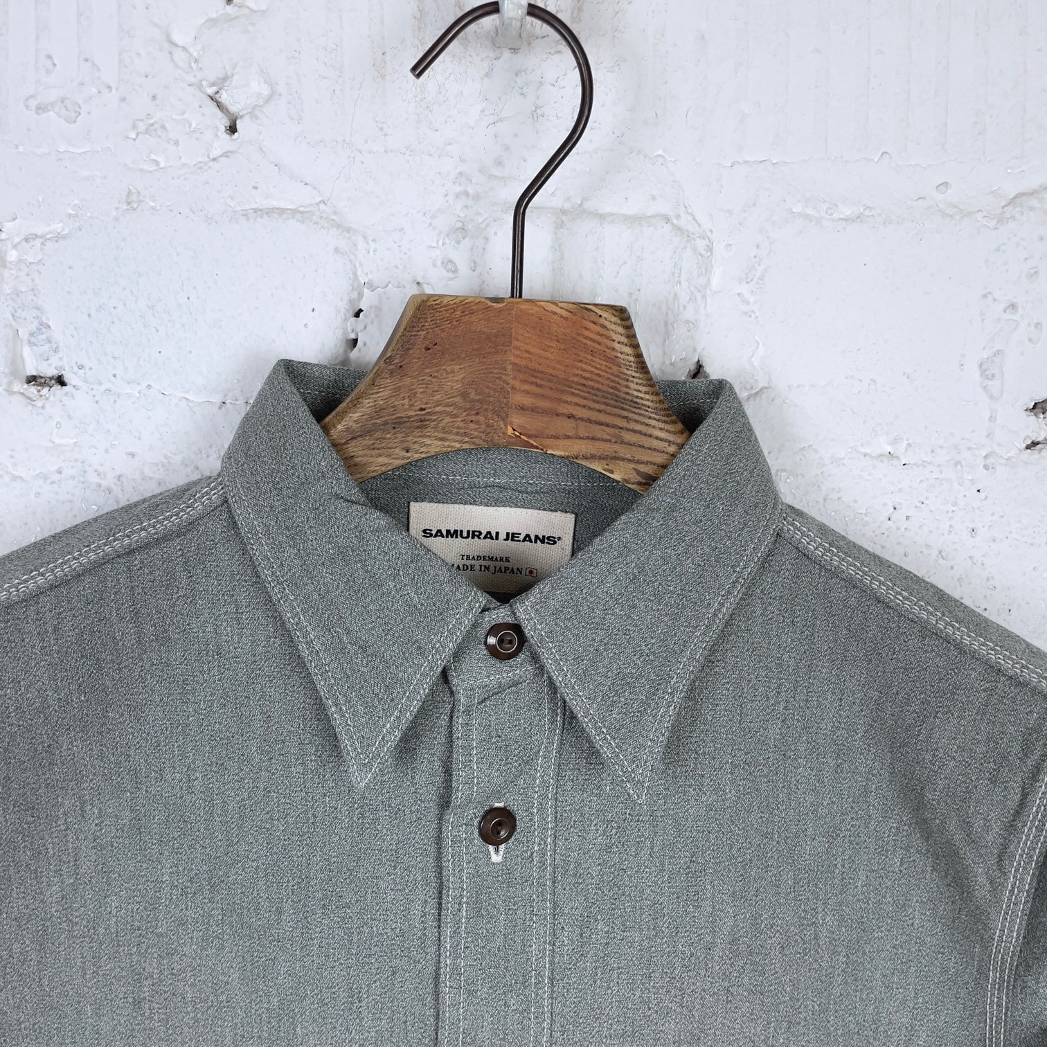 samurai | sjcbs23 selvedge chambray shirt - green - Image 4
