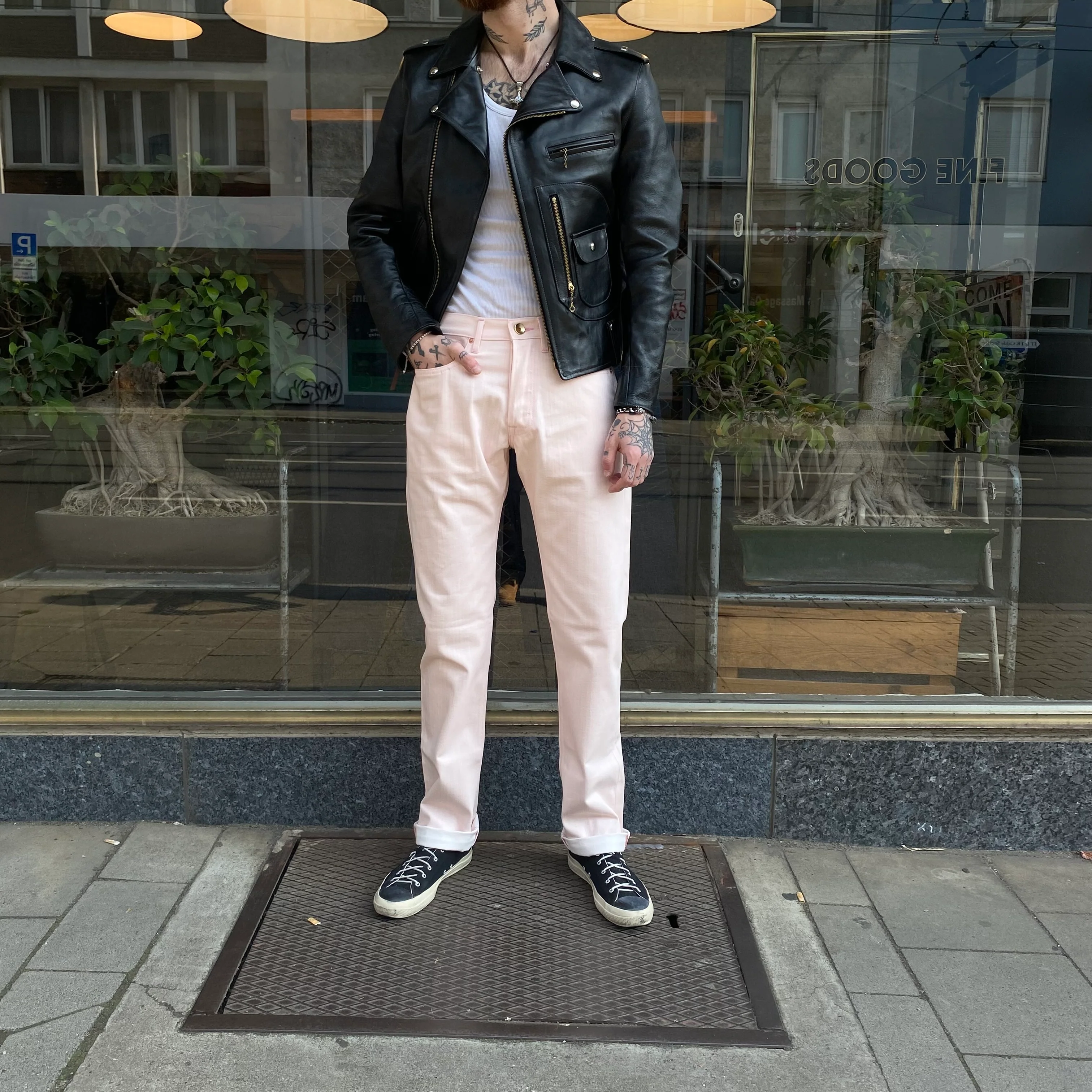 schaeffer's garment hotel | 103 pink over white - tall rise jean - Image 2