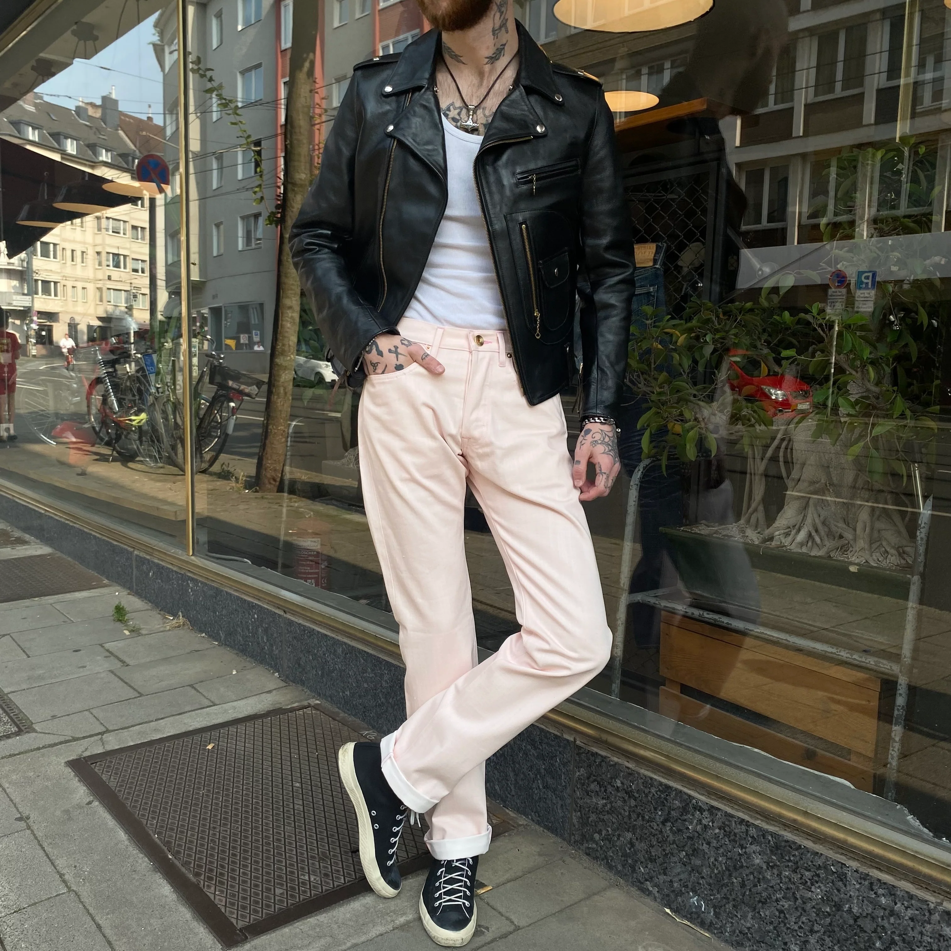schaeffer's garment hotel | 103 pink over white - tall rise jean - Image 3