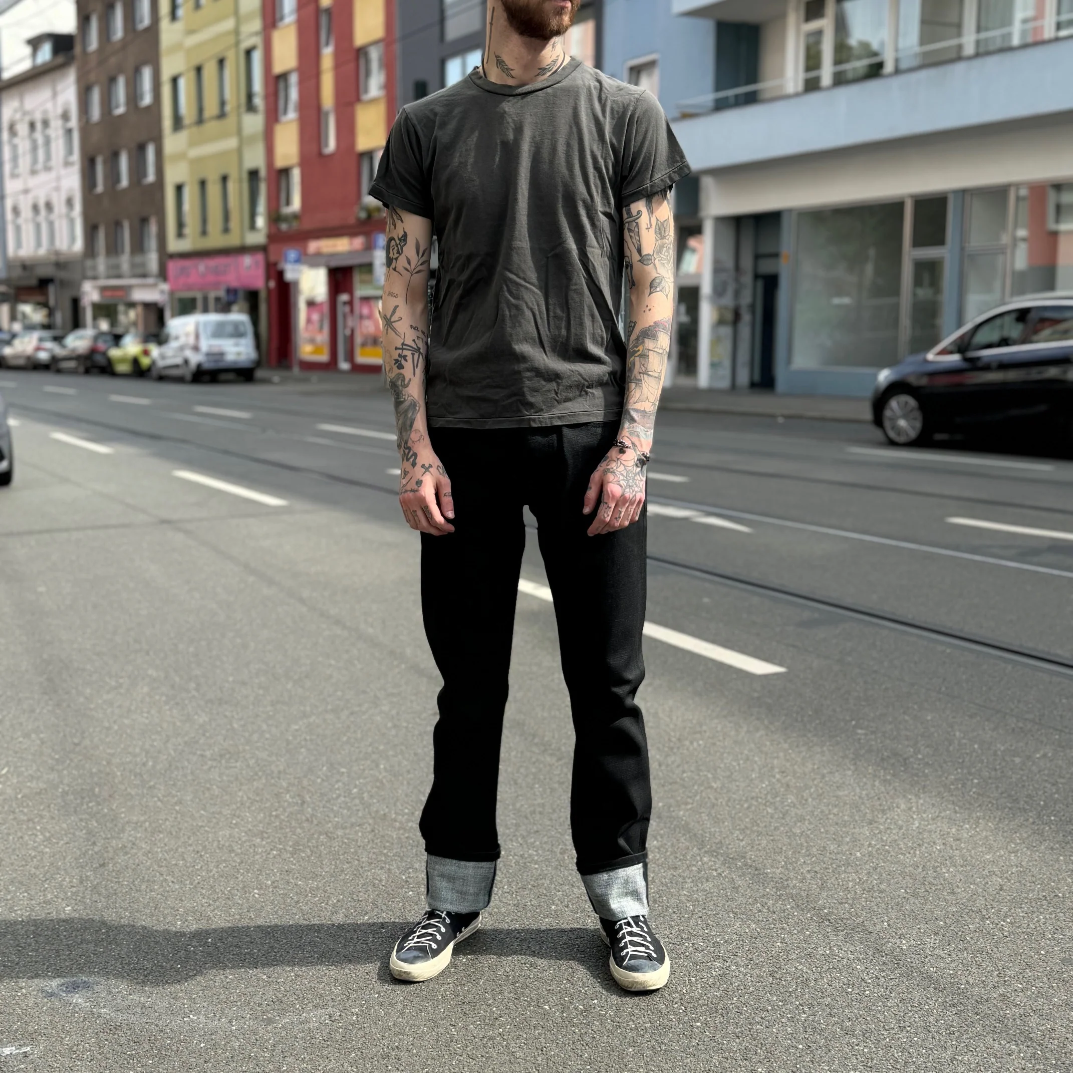 schaeffer's garment hotel | 103 'the new paloma' over dyed black 18oz - tall rise jean - Image 2