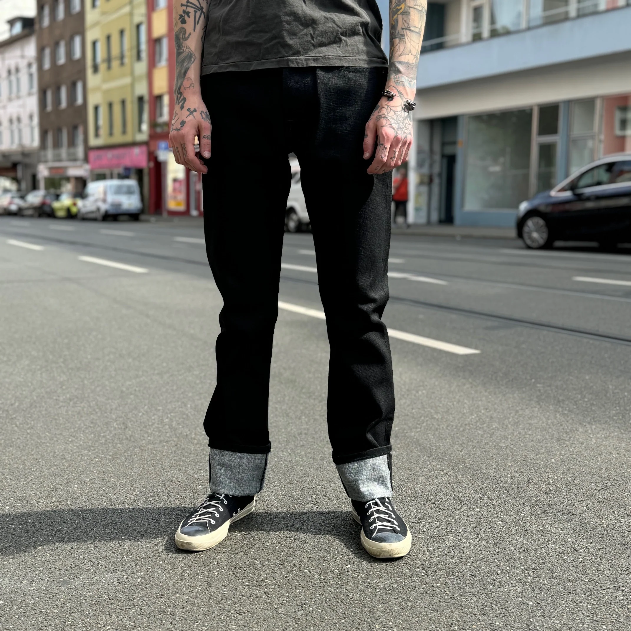 schaeffer's garment hotel | 103 'the new paloma' over dyed black 18oz - tall rise jean - Image 3